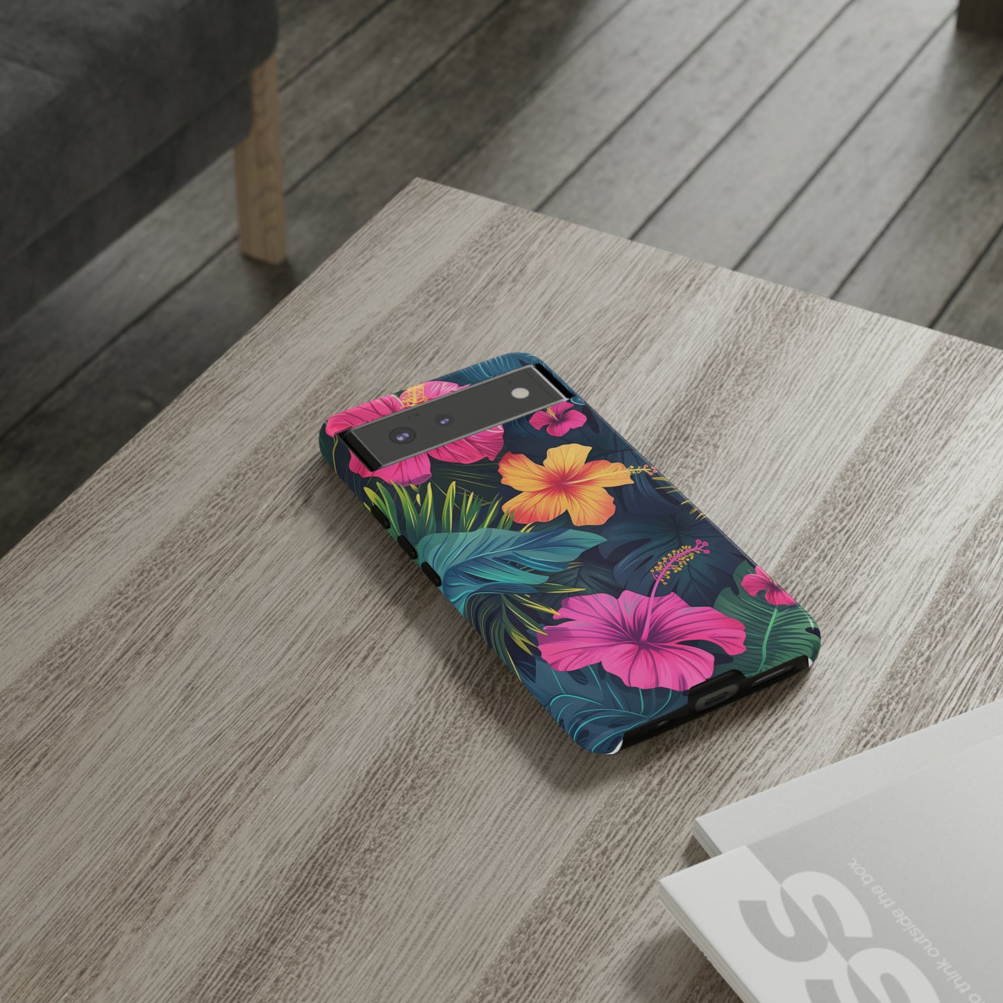 Hibiscus Dark Hawaiian Tropical Phone Case, 808, Island Tropics, Wireless Compatible, Protective Cell Phone Case iPhone, Samsung, Pixel