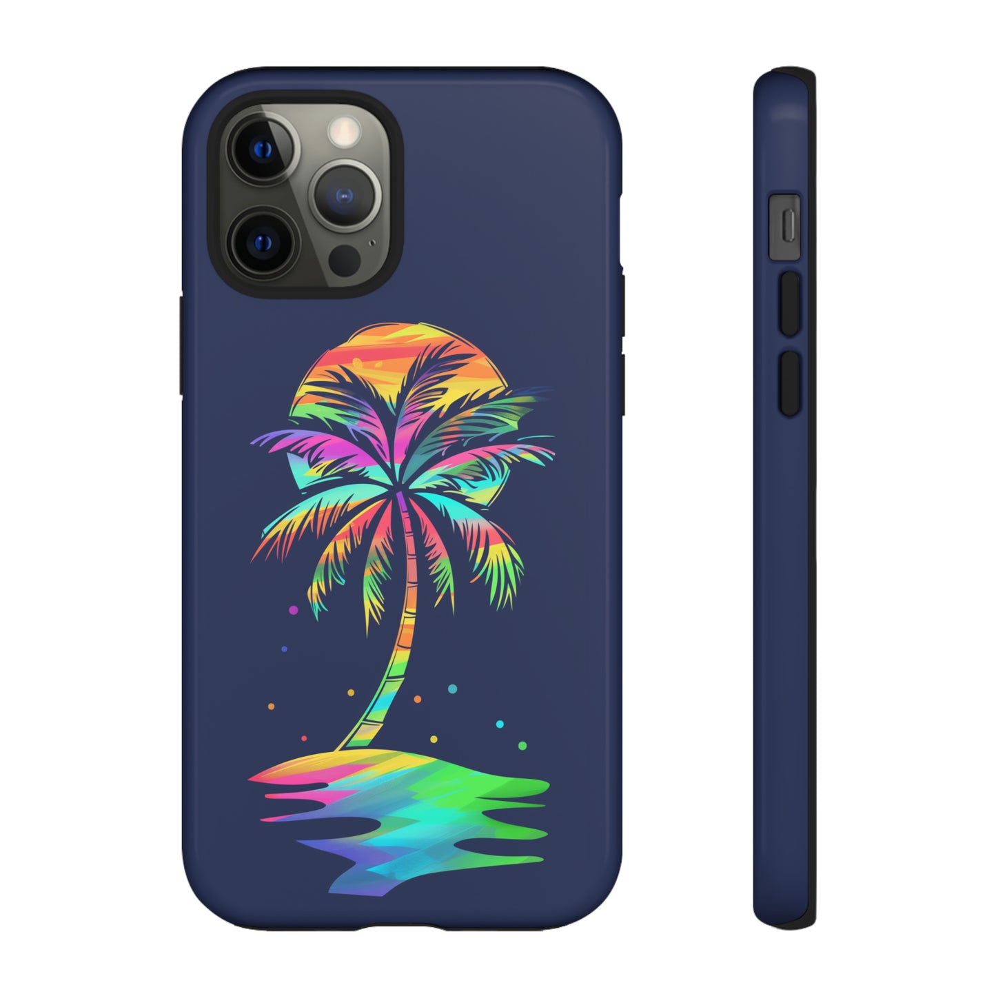 Night Palm Tree Hawaiian Phone Case, Tropical, Hibiscus, Wireless Compatible, Protective Cell Phone Case for iPhone, Samsung, Pixel phones