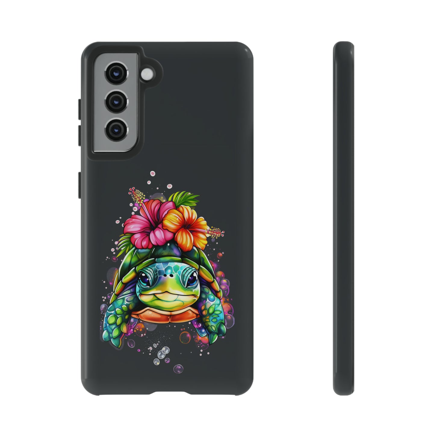 Color Splash Turtle Hawaiian Phone Case, Tropical, Hibiscus, Wireless Compatible, Protective Cell Phone Case for iPhone, Samsung, Pixel