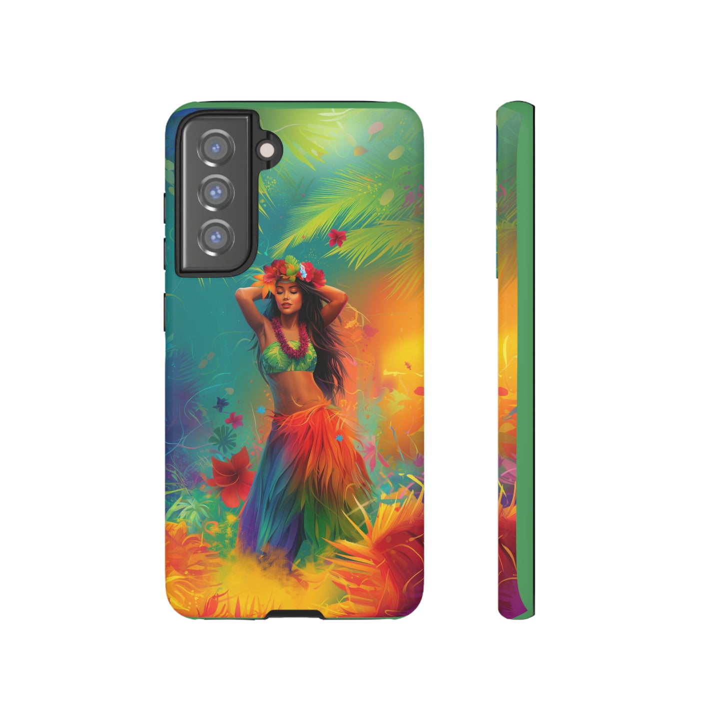 Hula Girl Hawaiian Phone Case, Tropical, Hibiscus, Wireless Compatible, Protective Cell Phone Case for iPhone, Samsung, Pixel phones