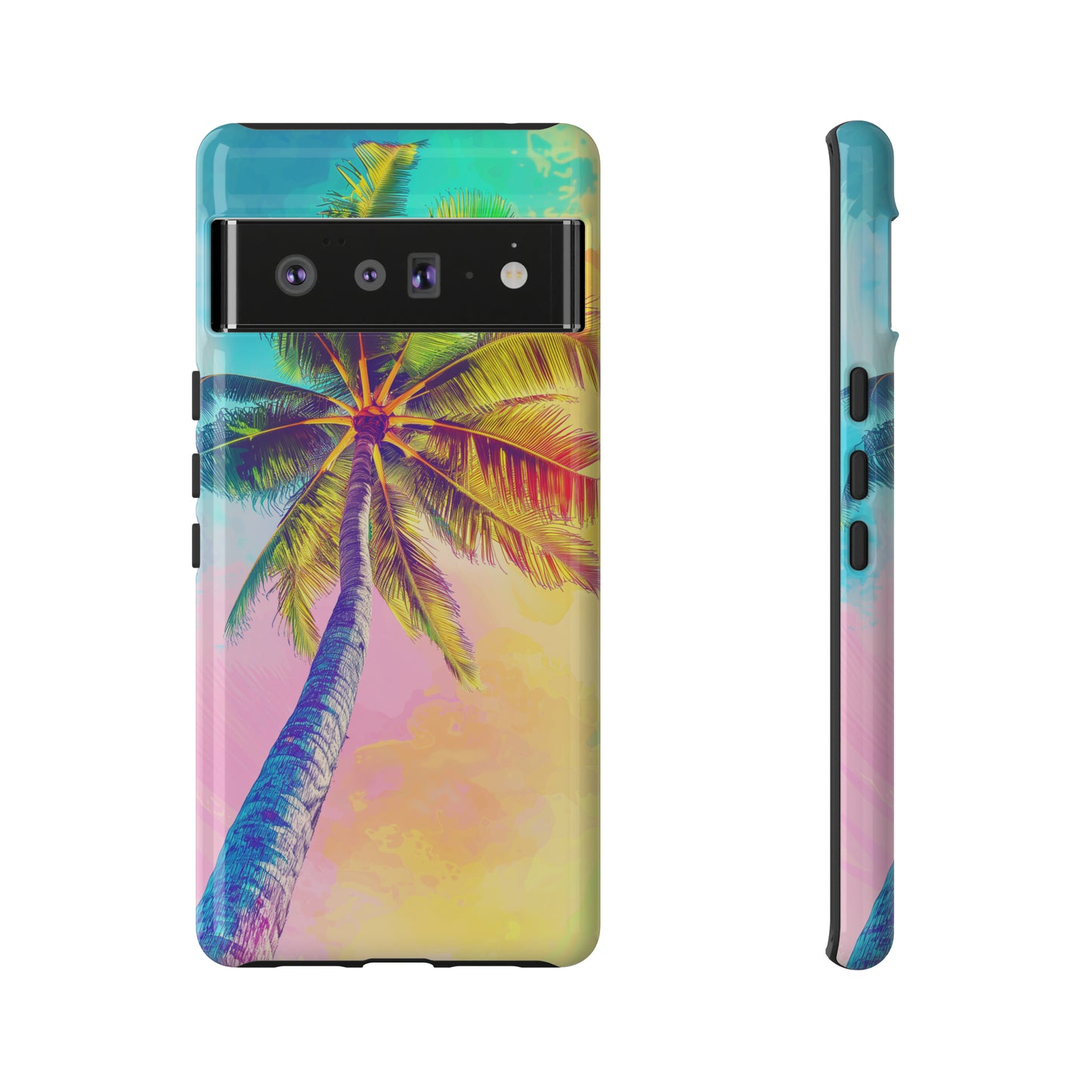 Palm Tree Colorful Hawaiian Tropical Phone Case, 808, Island Tropics, Wireless Compatible, Protective Cell Phone Case iPhone, Samsung, Pixel