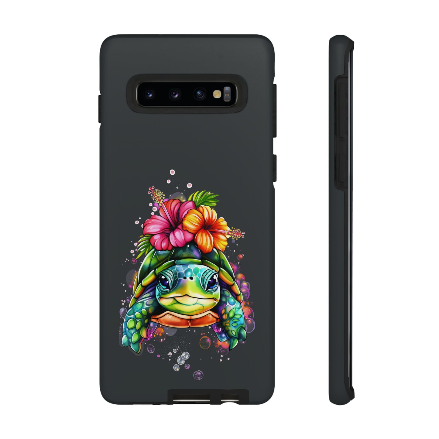 Color Splash Turtle Hawaiian Phone Case, Tropical, Hibiscus, Wireless Compatible, Protective Cell Phone Case for iPhone, Samsung, Pixel