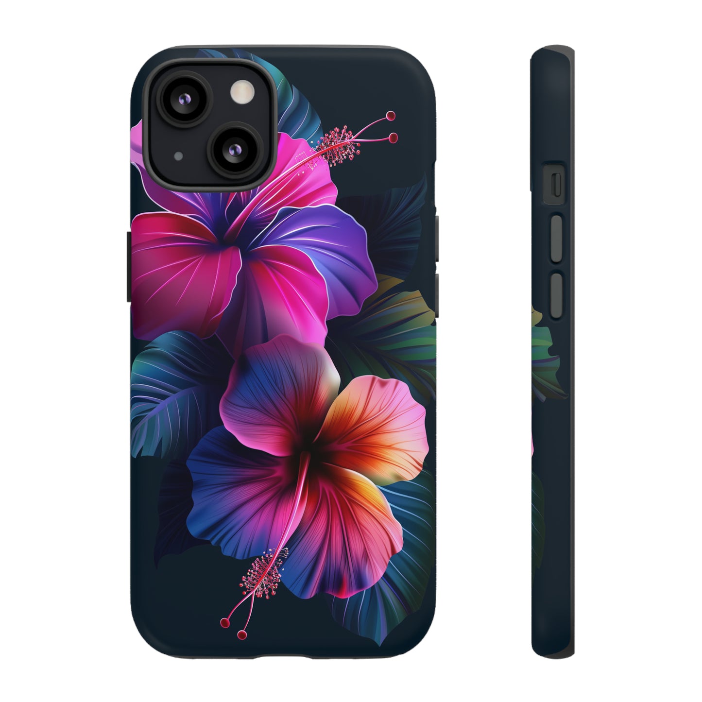 Hibiscus Neon Dark Hawaiian Tropical Phone Case, 808, Island Tropics, Wireless Compatible, Protective Cell Phone Case iPhone, Samsung, Pixel