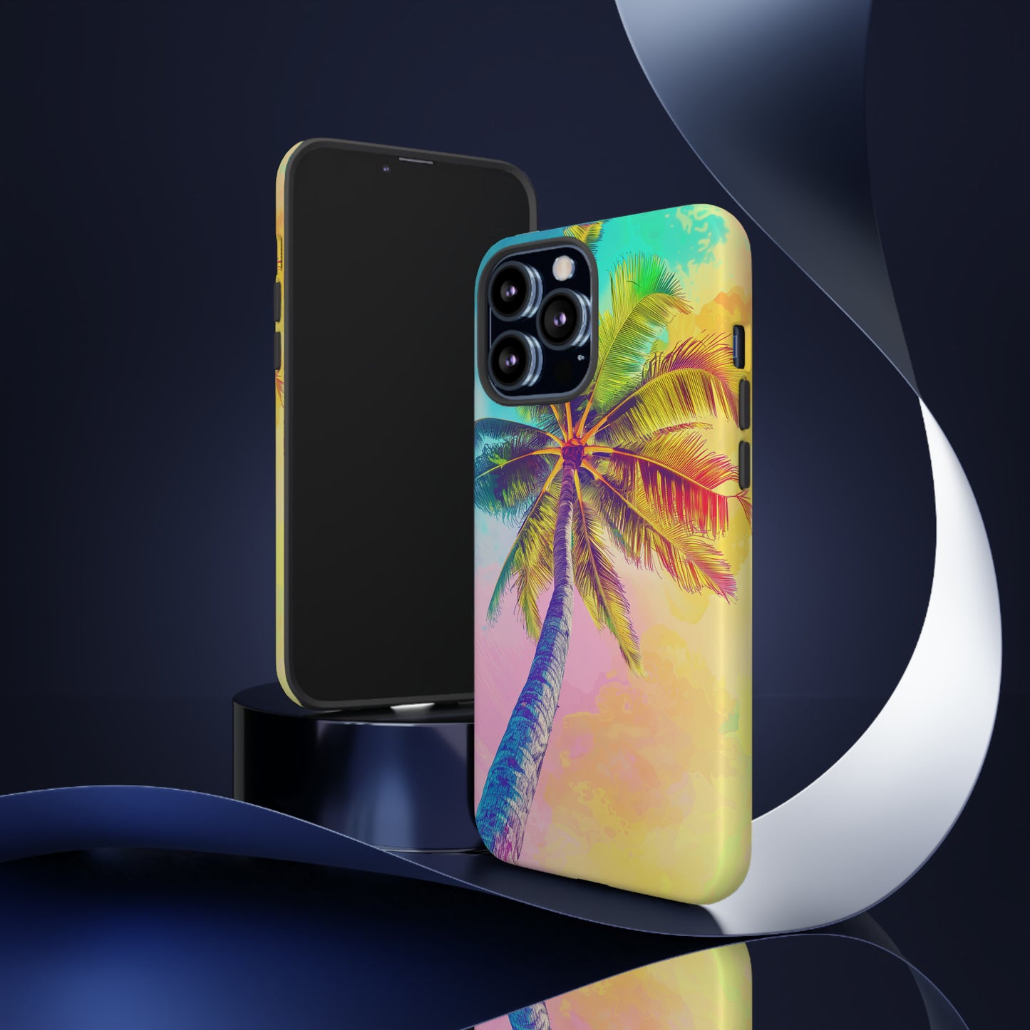Palm Tree Colorful Hawaiian Tropical Phone Case, 808, Island Tropics, Wireless Compatible, Protective Cell Phone Case iPhone, Samsung, Pixel