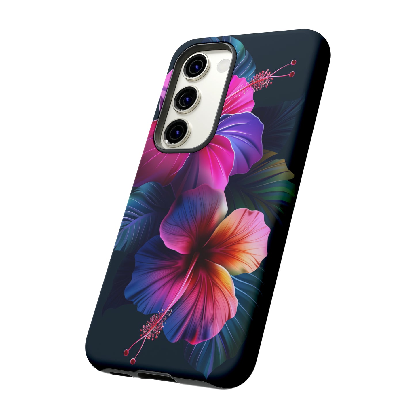 Hibiscus Neon Dark Hawaiian Tropical Phone Case, 808, Island Tropics, Wireless Compatible, Protective Cell Phone Case iPhone, Samsung, Pixel
