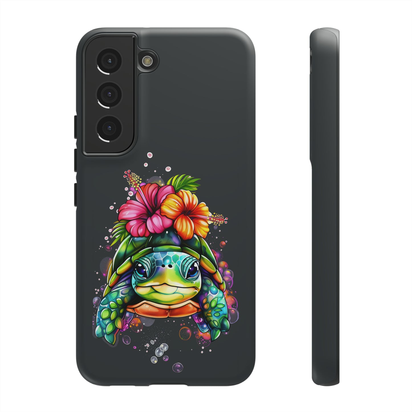 Color Splash Turtle Hawaiian Phone Case, Tropical, Hibiscus, Wireless Compatible, Protective Cell Phone Case for iPhone, Samsung, Pixel