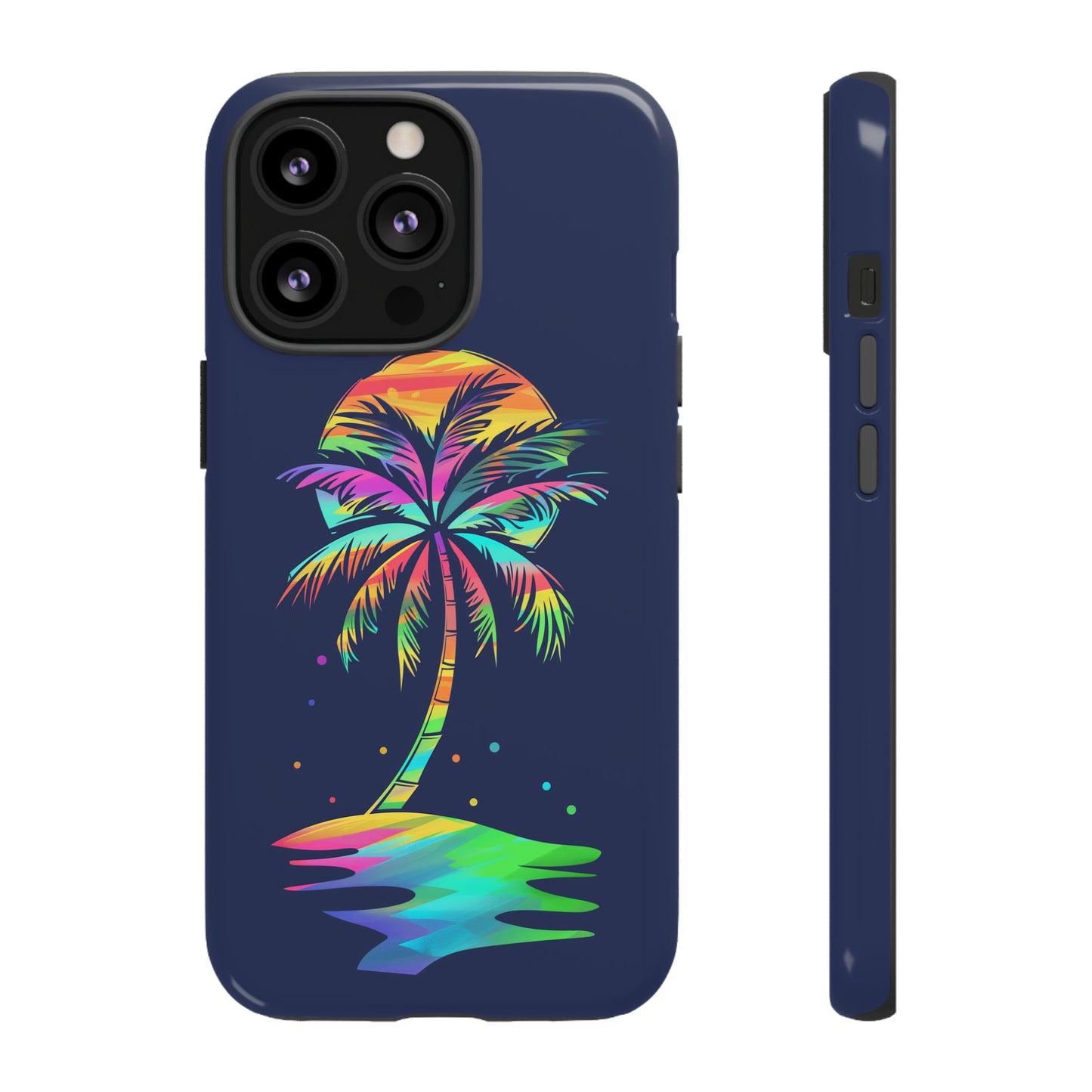 Night Palm Tree Hawaiian Phone Case, Tropical, Hibiscus, Wireless Compatible, Protective Cell Phone Case for iPhone, Samsung, Pixel phones