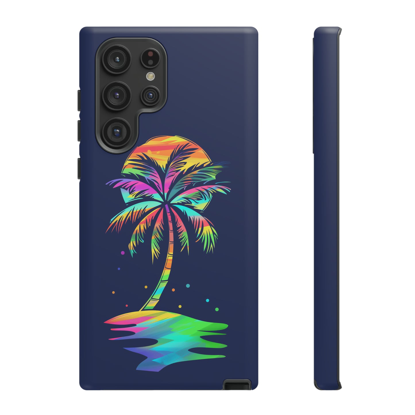 Night Palm Tree Hawaiian Phone Case, Tropical, Hibiscus, Wireless Compatible, Protective Cell Phone Case for iPhone, Samsung, Pixel phones