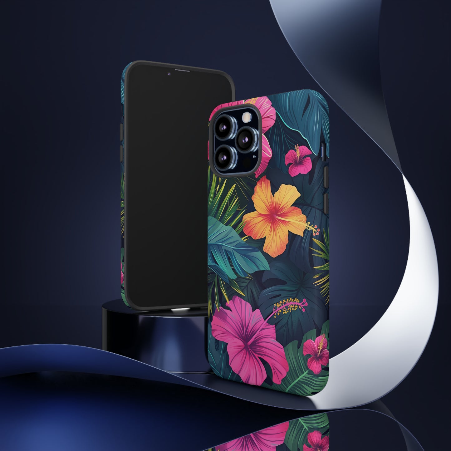 Hibiscus Dark Hawaiian Tropical Phone Case, 808, Island Tropics, Wireless Compatible, Protective Cell Phone Case iPhone, Samsung, Pixel