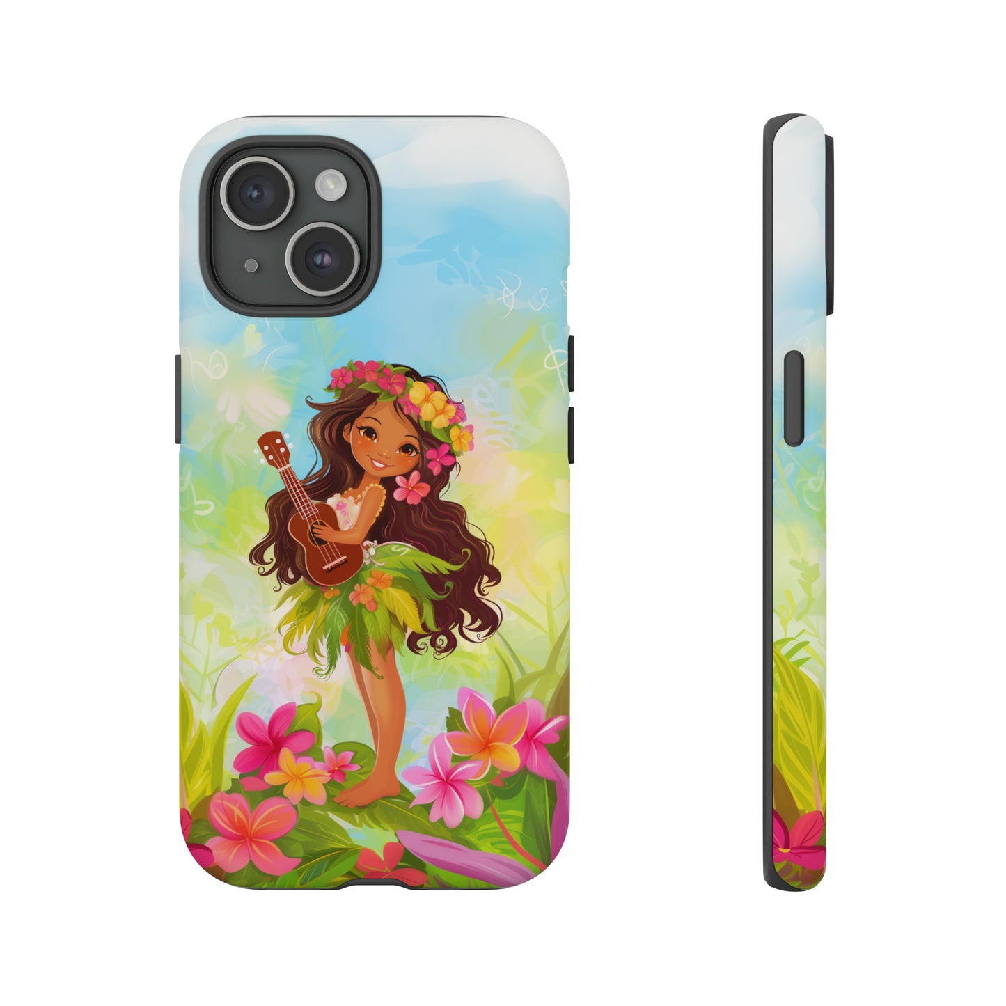 Cute Hula Girl Hawaiian Phone Case, Tropical, Hibiscus, Wireless Compatible, Protective Cell Phone Case for iPhone, Samsung, Pixel phones