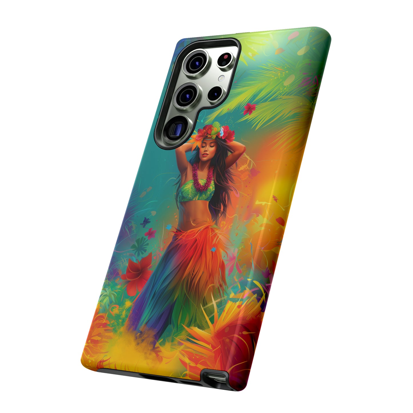 Hula Girl Hawaiian Phone Case, Tropical, Hibiscus, Wireless Compatible, Protective Cell Phone Case for iPhone, Samsung, Pixel phones