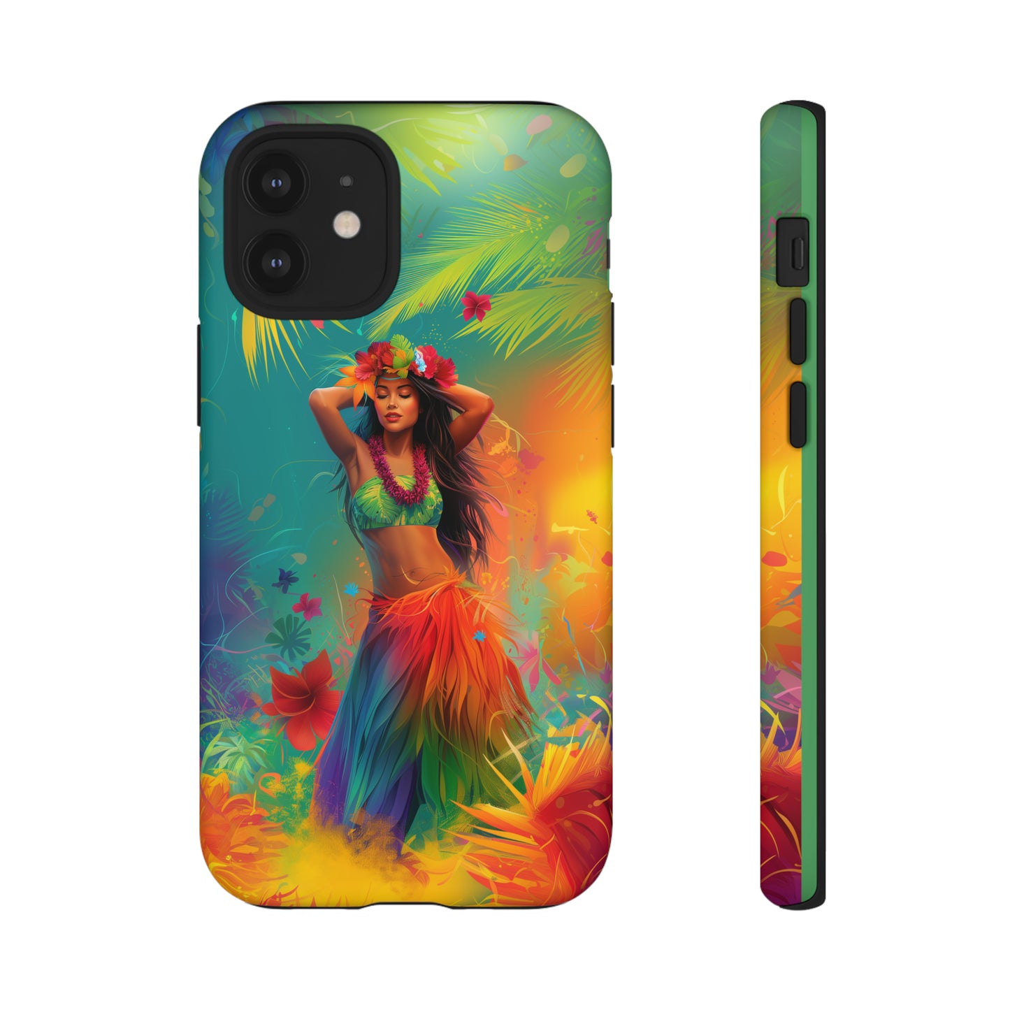 Hula Girl Hawaiian Phone Case, Tropical, Hibiscus, Wireless Compatible, Protective Cell Phone Case for iPhone, Samsung, Pixel phones