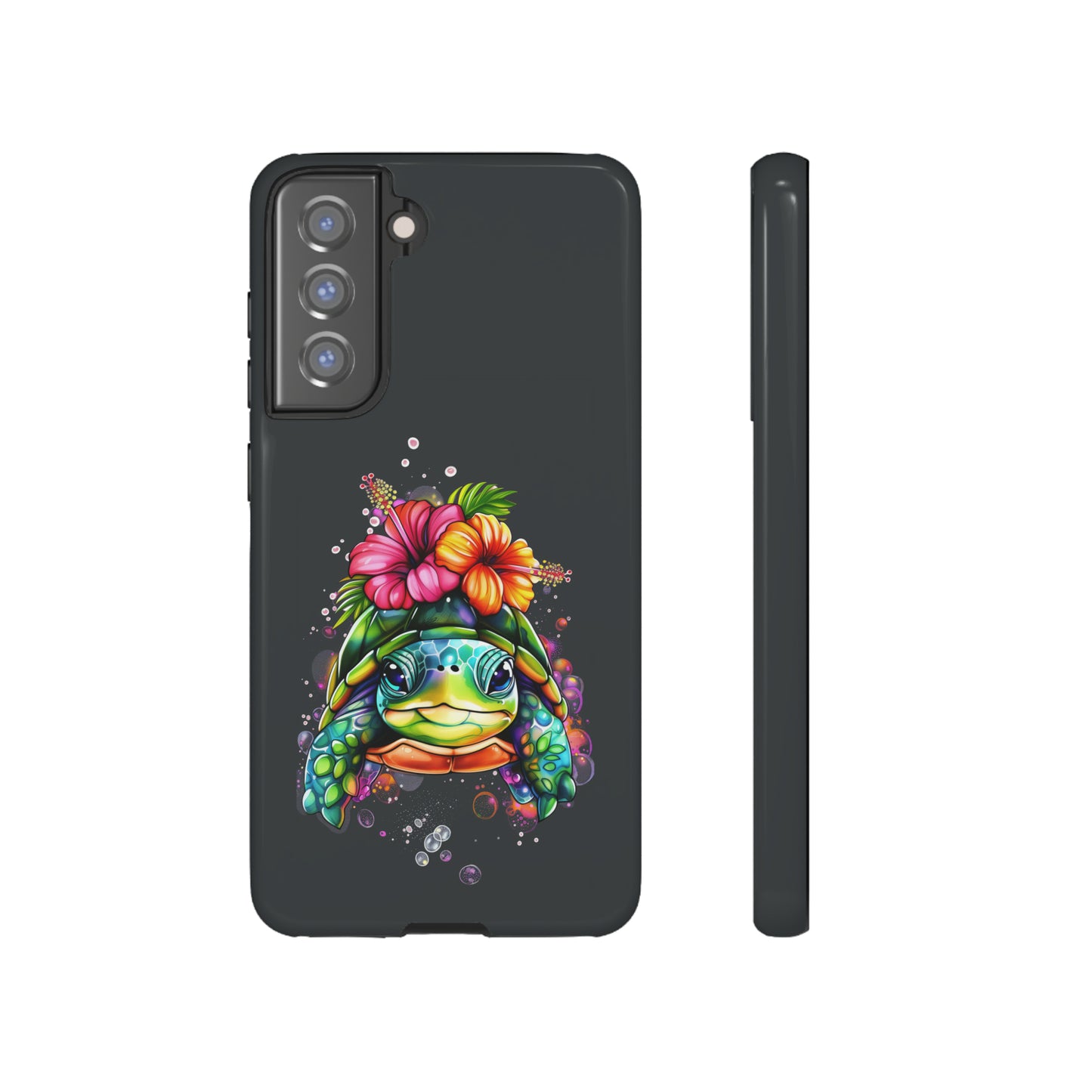 Color Splash Turtle Hawaiian Phone Case, Tropical, Hibiscus, Wireless Compatible, Protective Cell Phone Case for iPhone, Samsung, Pixel