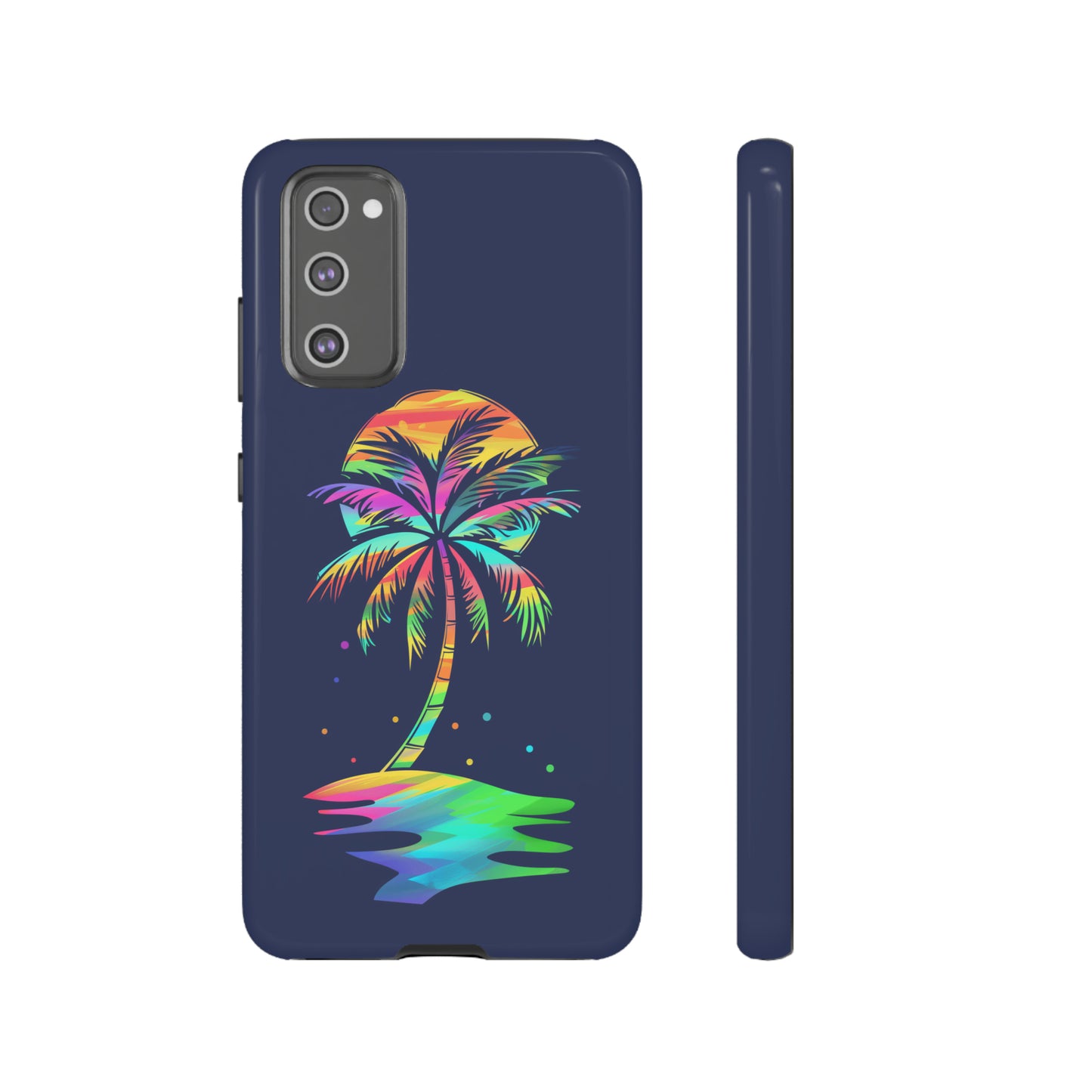 Night Palm Tree Hawaiian Phone Case, Tropical, Hibiscus, Wireless Compatible, Protective Cell Phone Case for iPhone, Samsung, Pixel phones
