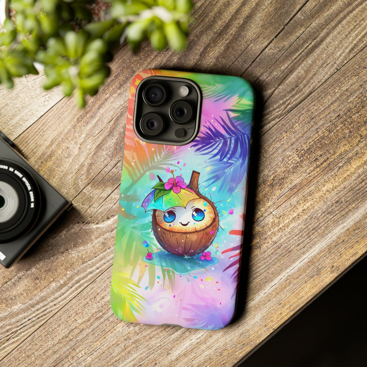 Cute Anime Coconut Hawaiian Tropical Phone Case, 808, Island Tropics, Wireless Compatible, Protective Cell Phone Case iPhone, Samsung, Pixel