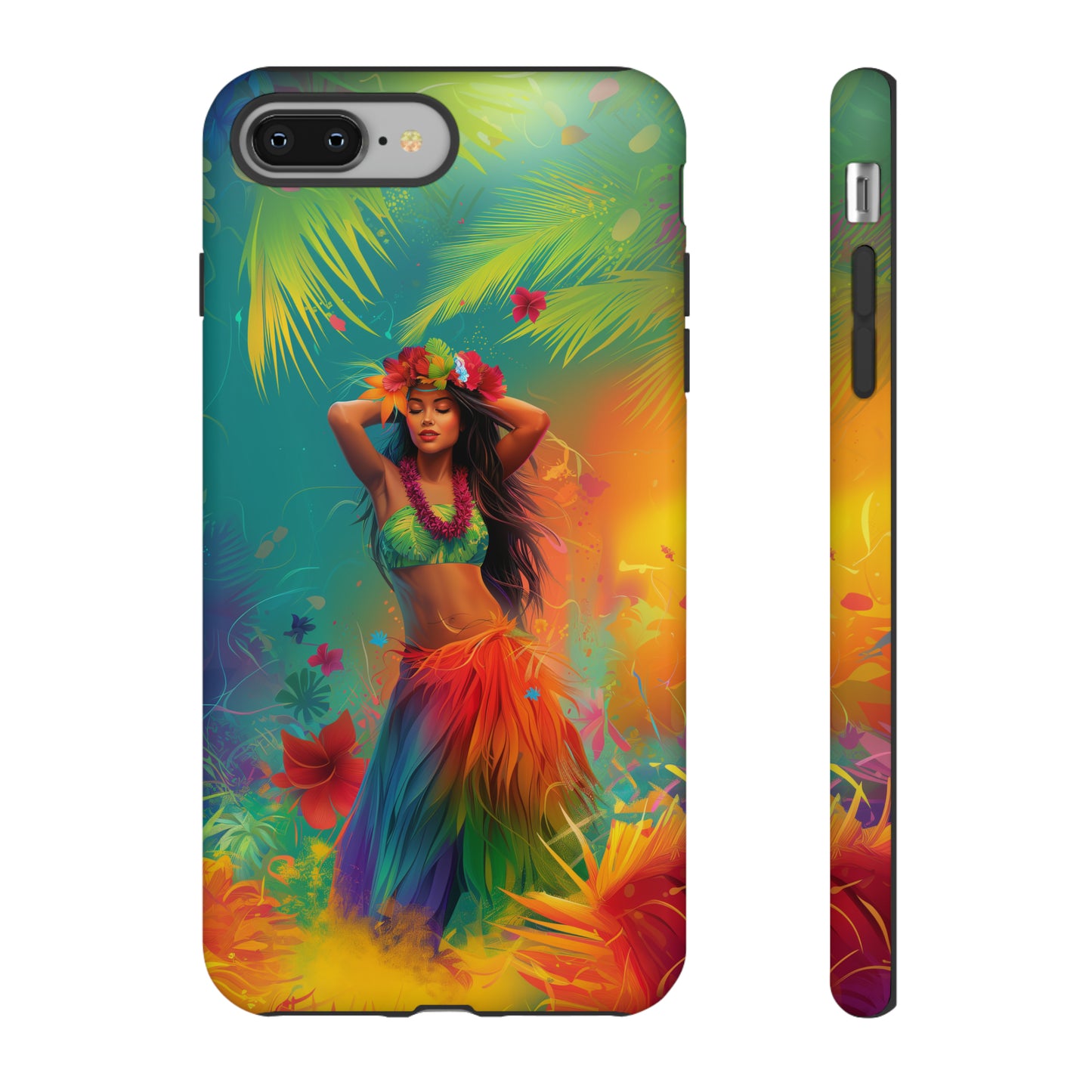 Hula Girl Hawaiian Phone Case, Tropical, Hibiscus, Wireless Compatible, Protective Cell Phone Case for iPhone, Samsung, Pixel phones