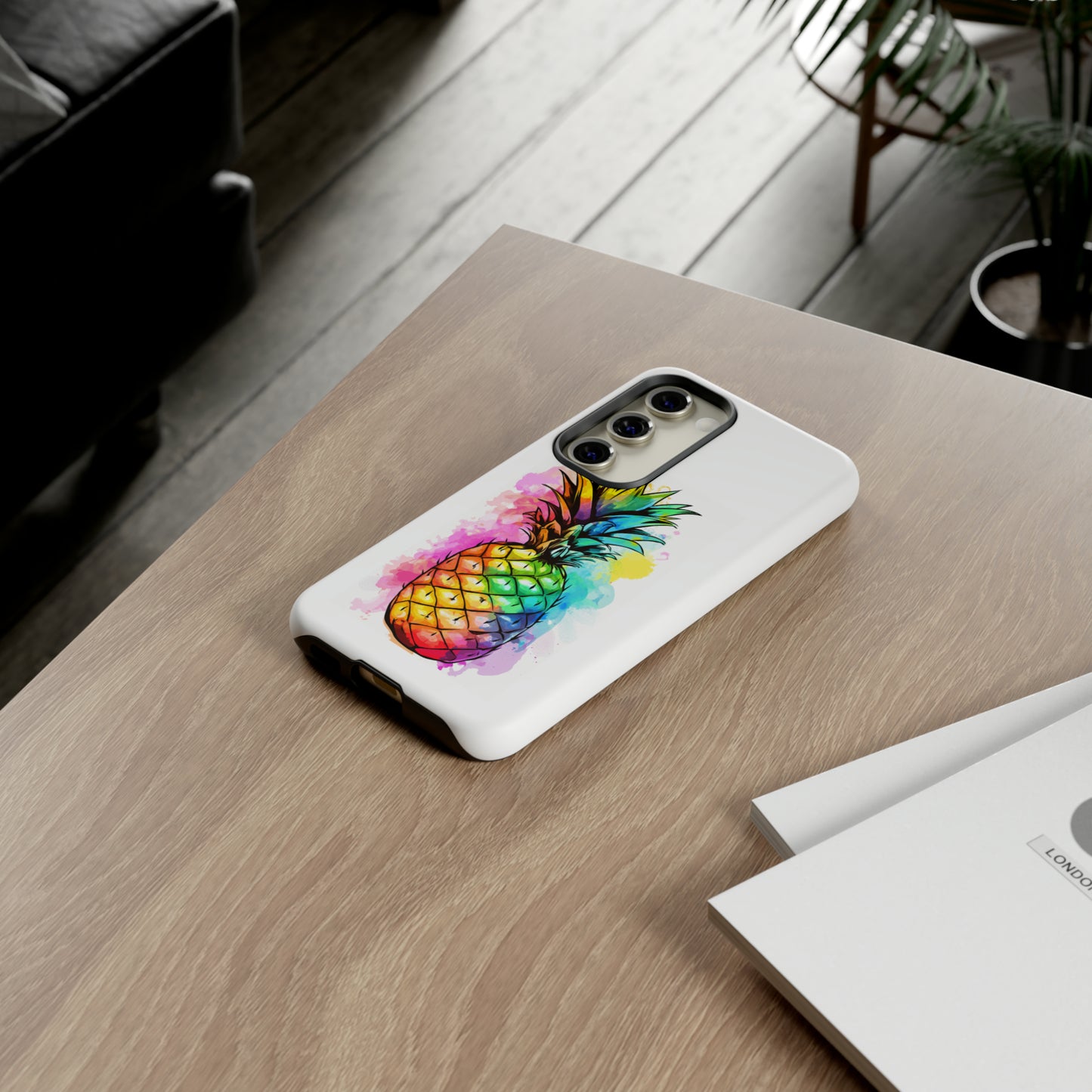 Color Splash Pineapple Hawaiian Phone Case, Tropical, Hibiscus, Wireless Compatible, Protective Cell Phone Case for iPhone, Samsung, Pixel