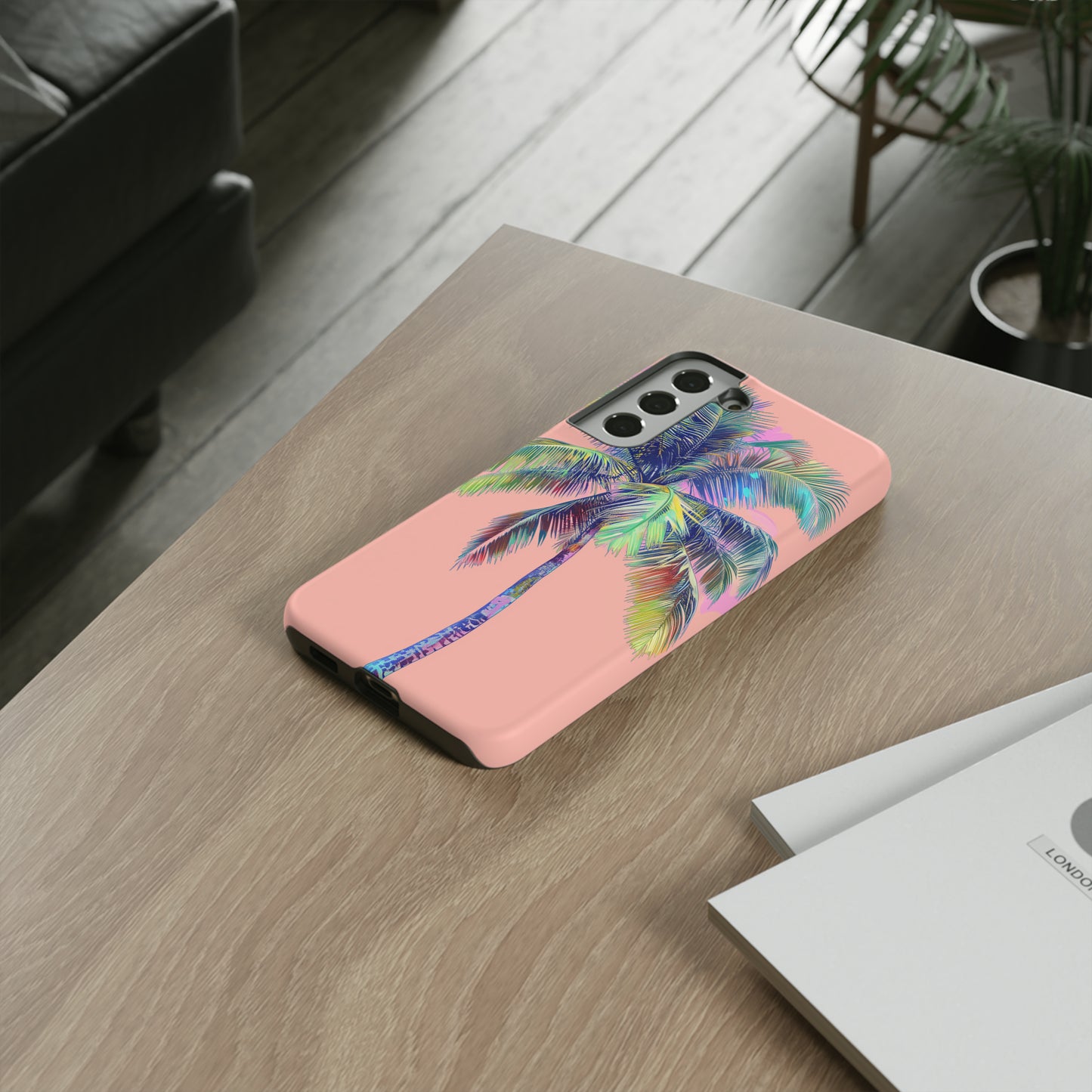 Pink Palm Tree Hawaiian Phone Case, Tropical, Hibiscus, Wireless Compatible, Protective Cell Phone Case for iPhone, Samsung, Pixel phones
