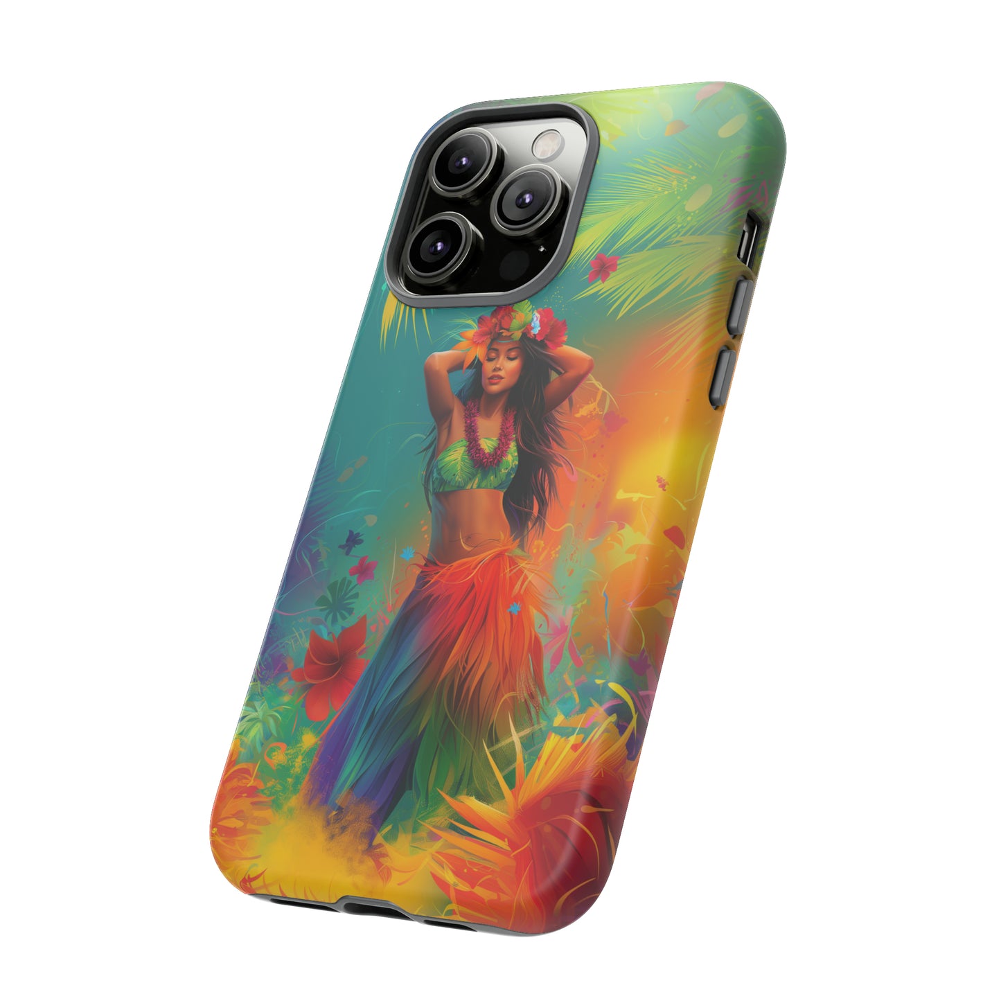 Hula Girl Hawaiian Phone Case, Tropical, Hibiscus, Wireless Compatible, Protective Cell Phone Case for iPhone, Samsung, Pixel phones