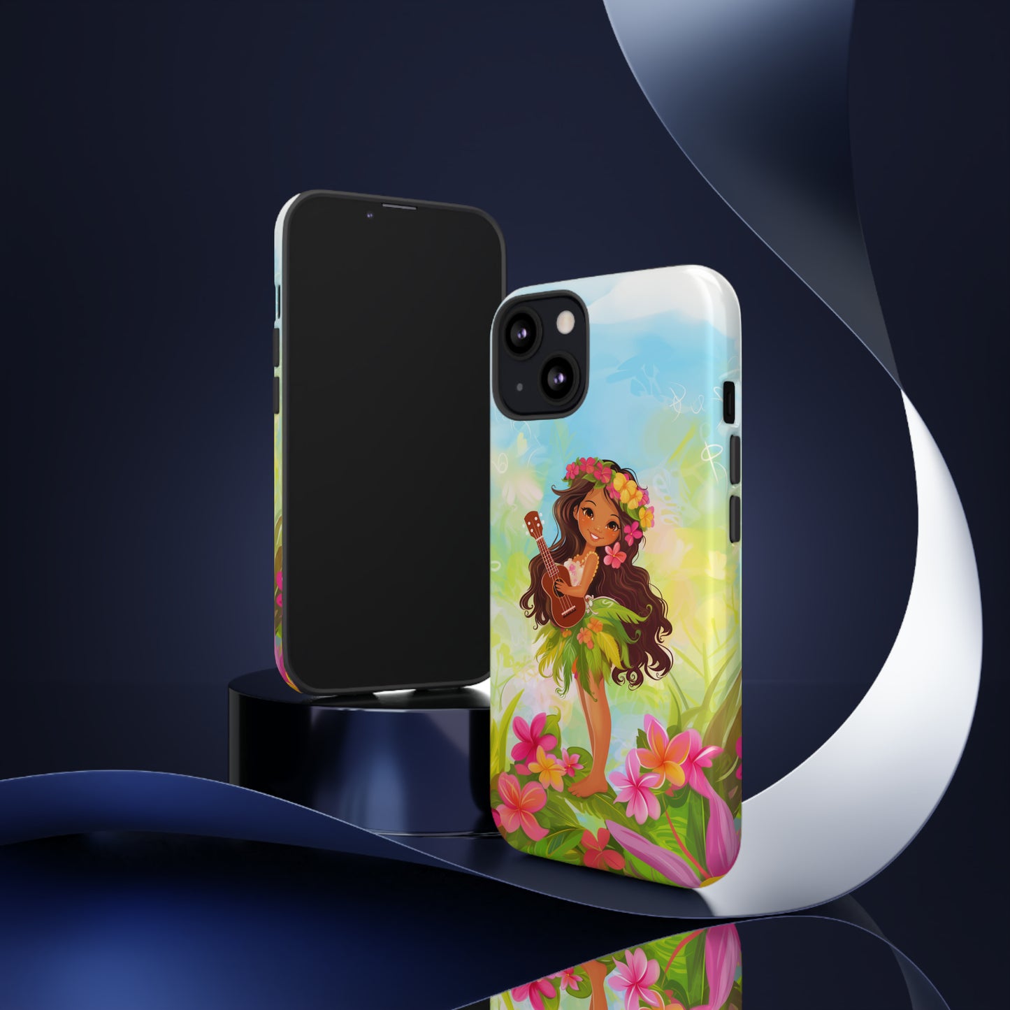 Cute Hula Girl Hawaiian Phone Case, Tropical, Hibiscus, Wireless Compatible, Protective Cell Phone Case for iPhone, Samsung, Pixel phones