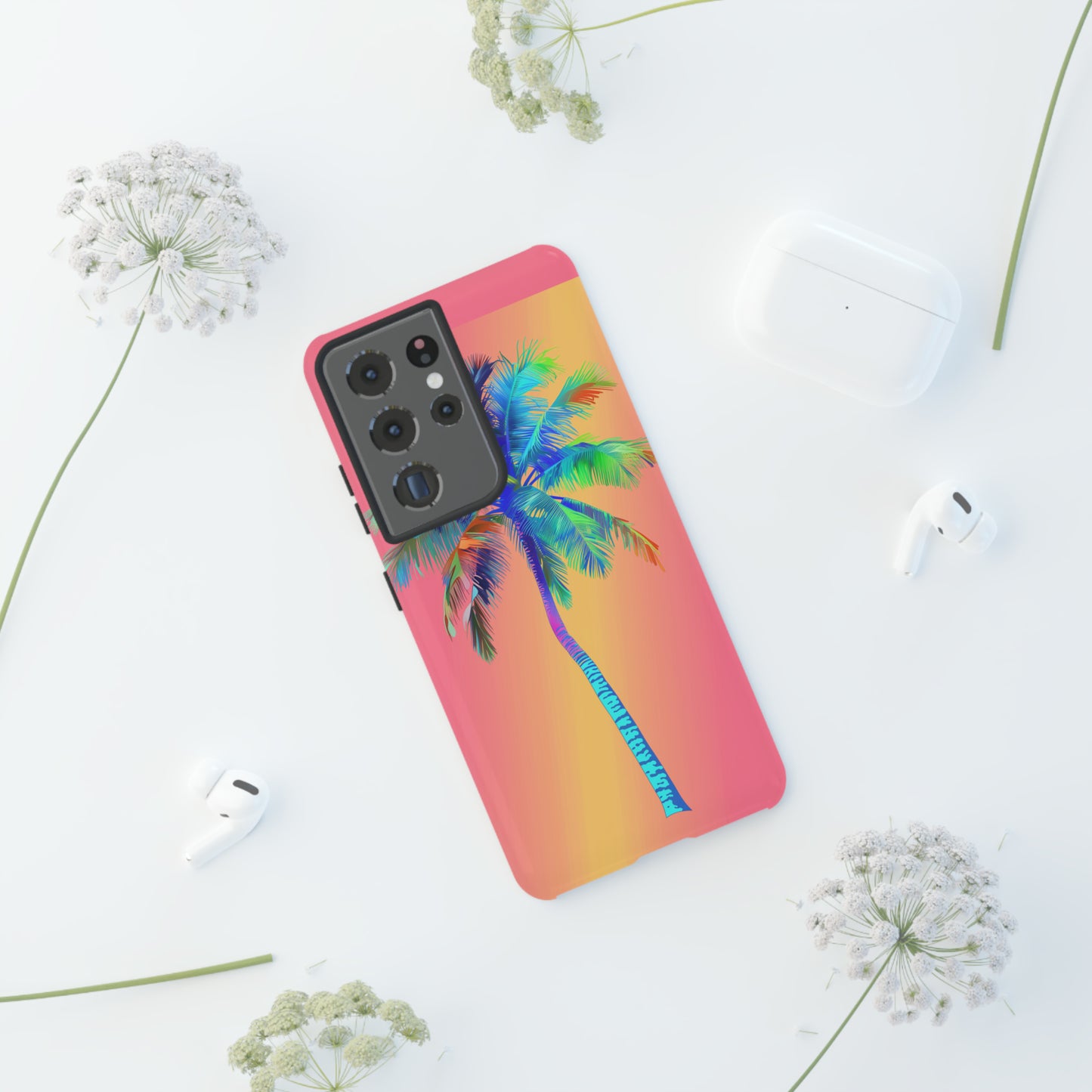 Palm Tree Pink Hawaiian Tropical Phone Case, 808, Island Tropics, Wireless Compatible, Protective Cell Phone Case for iPhone, Samsung, Pixel