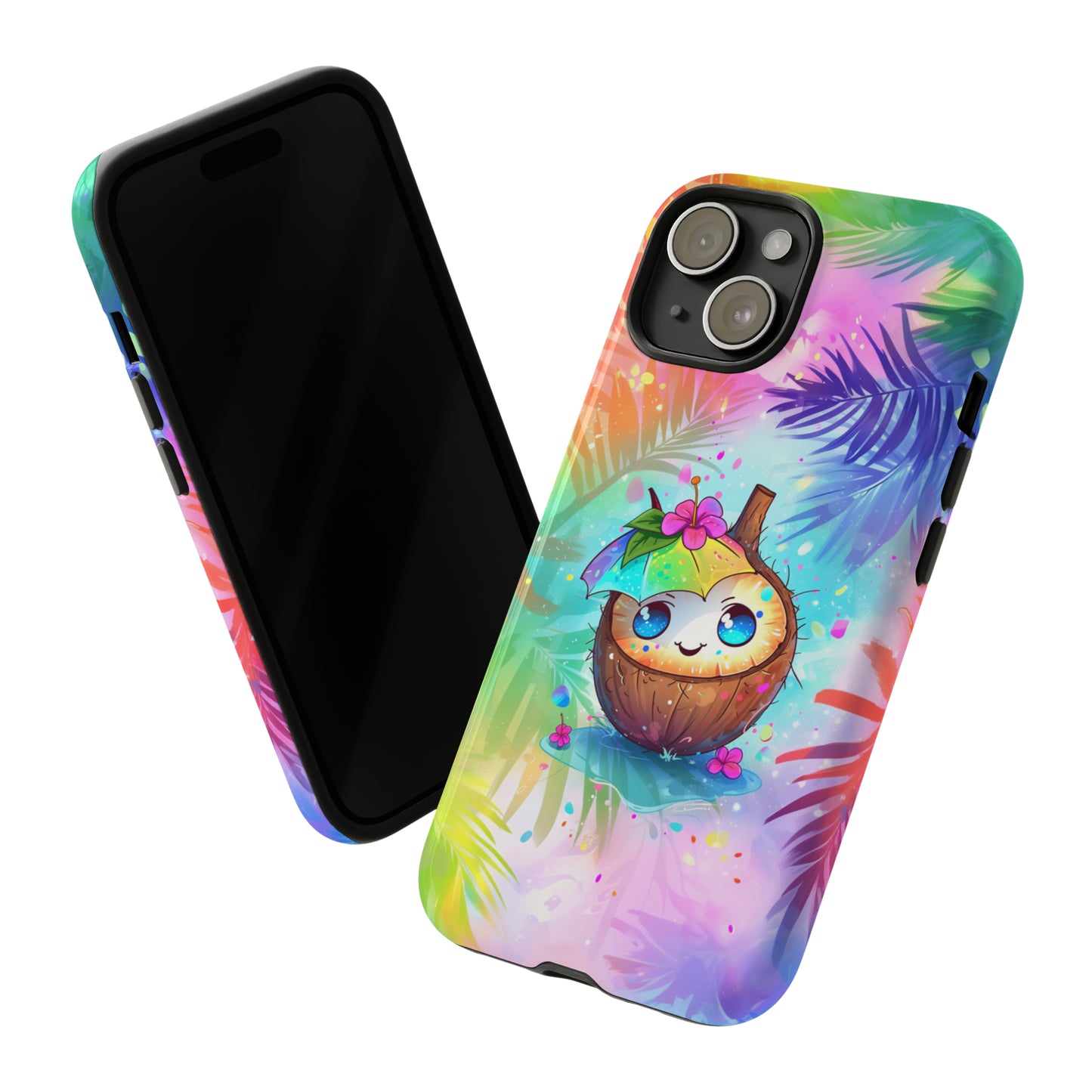 Cute Anime Coconut Hawaiian Tropical Phone Case, 808, Island Tropics, Wireless Compatible, Protective Cell Phone Case iPhone, Samsung, Pixel