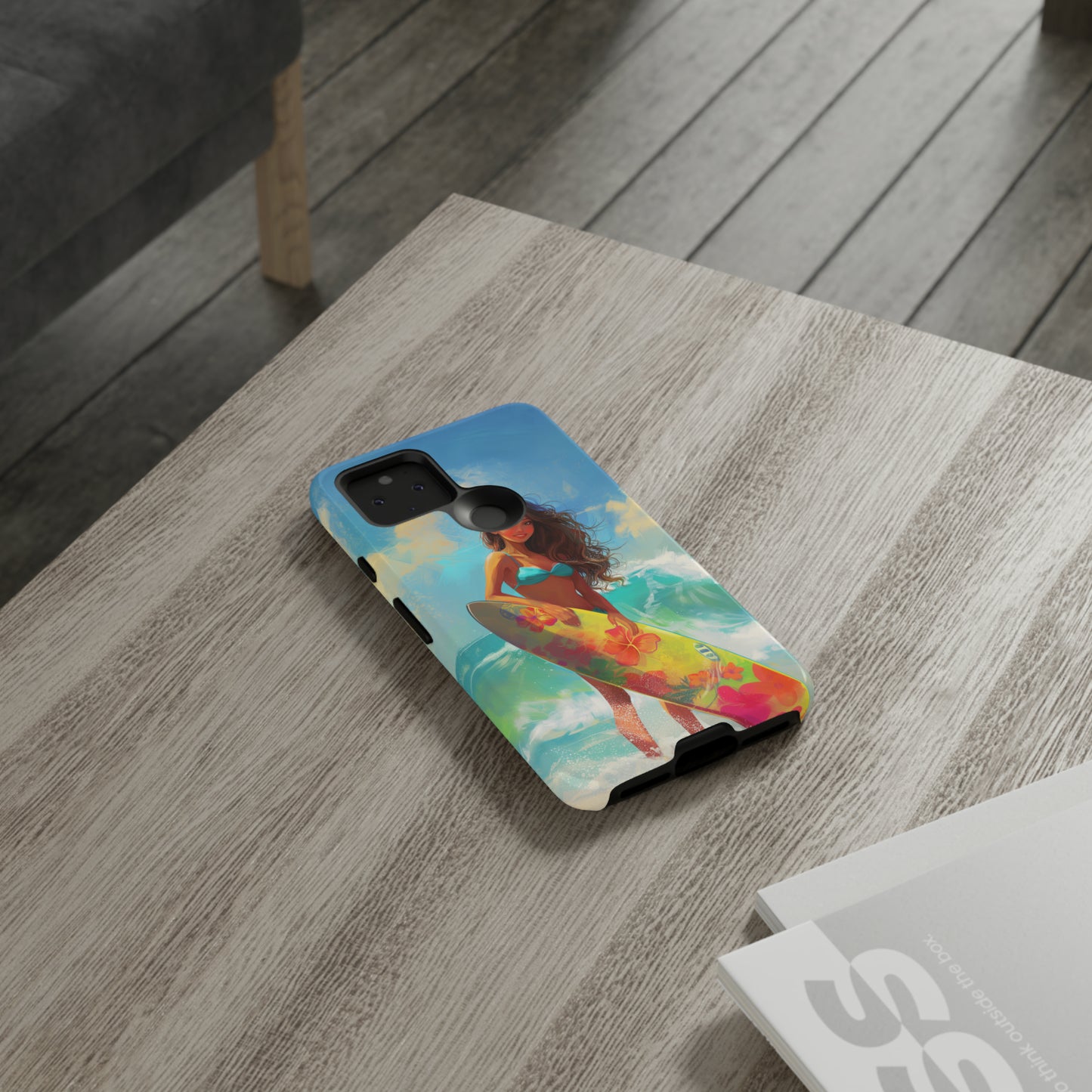 Surfer Girl Hawaiian Phone Case, Tropical, Hibiscus, Wireless Compatible, Protective Cell Phone Case for iPhone, Samsung, Pixel phones