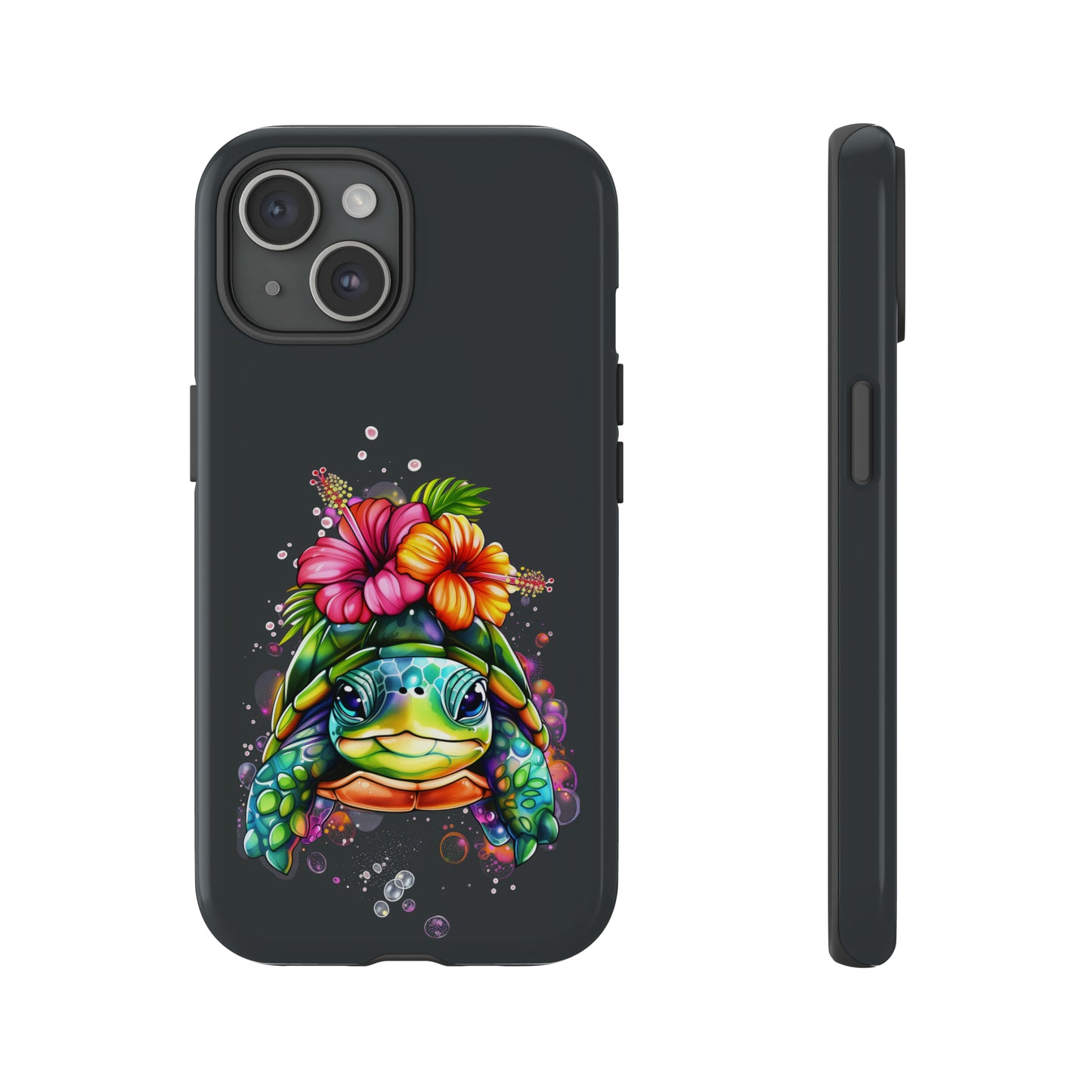 Color Splash Turtle Hawaiian Phone Case, Tropical, Hibiscus, Wireless Compatible, Protective Cell Phone Case for iPhone, Samsung, Pixel