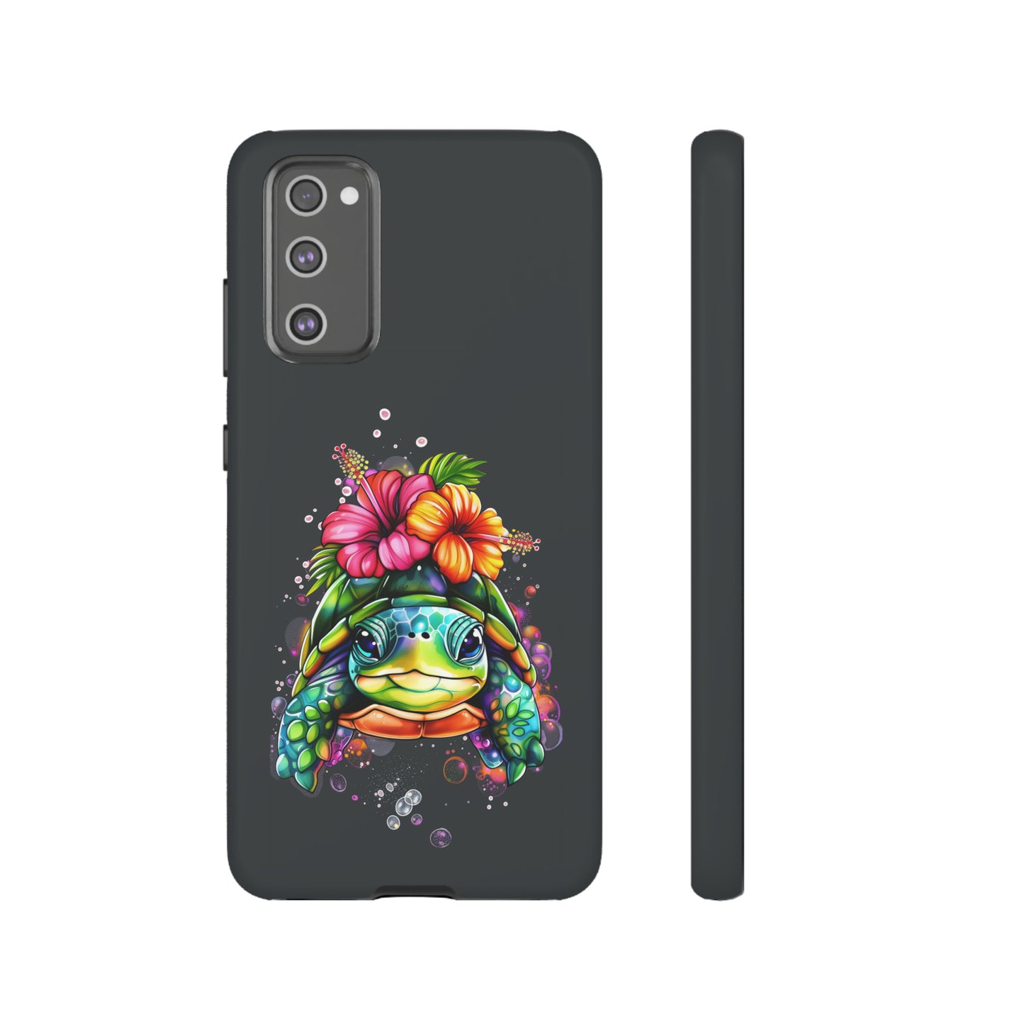 Color Splash Turtle Hawaiian Phone Case, Tropical, Hibiscus, Wireless Compatible, Protective Cell Phone Case for iPhone, Samsung, Pixel