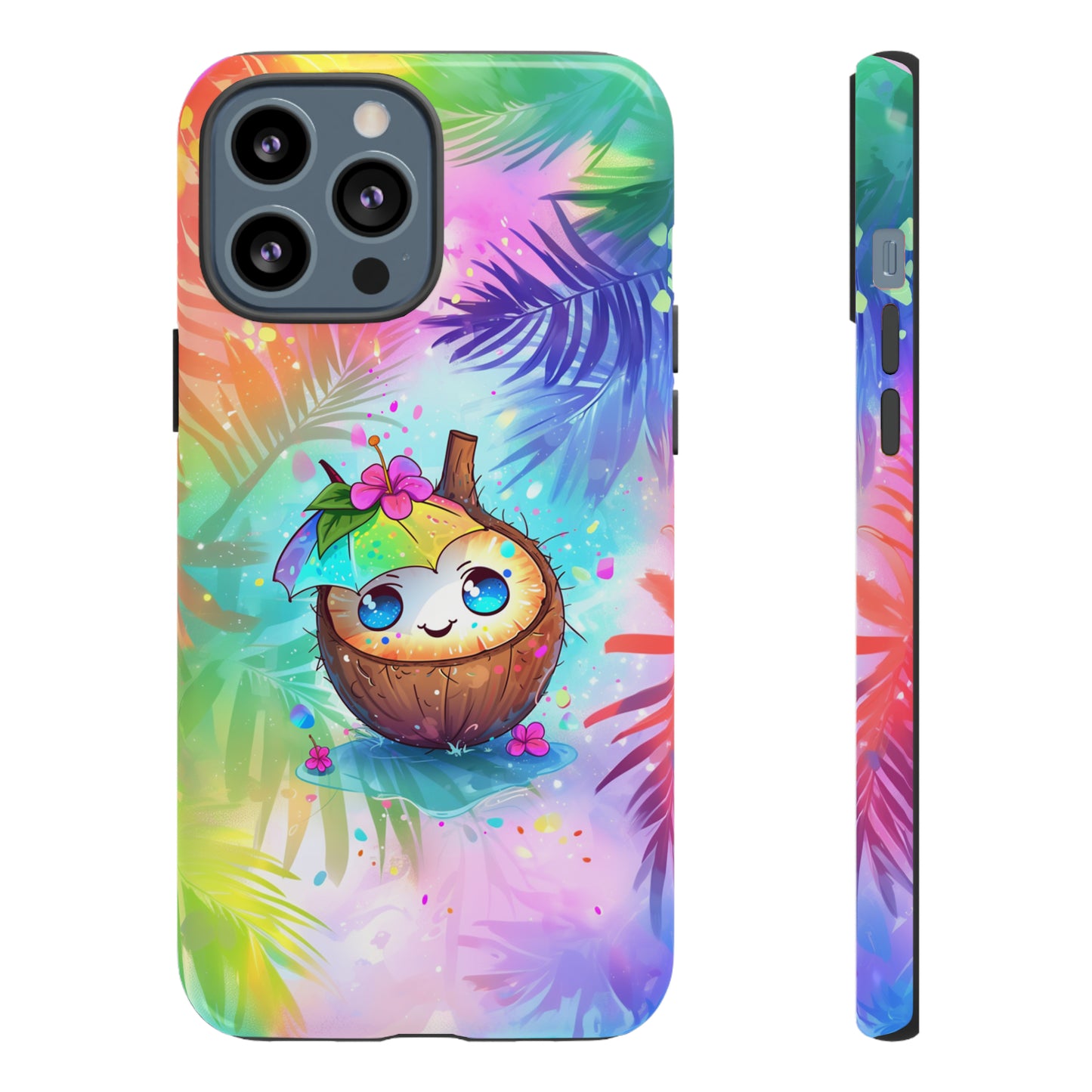 Cute Anime Coconut Hawaiian Tropical Phone Case, 808, Island Tropics, Wireless Compatible, Protective Cell Phone Case iPhone, Samsung, Pixel