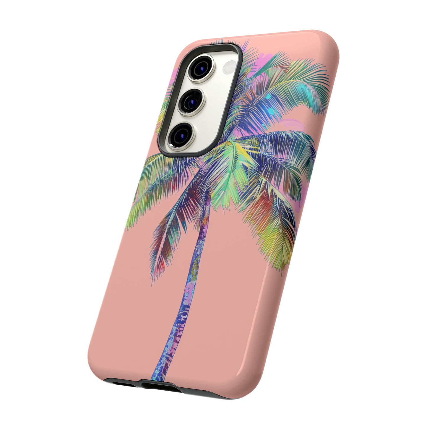 Pink Palm Tree Hawaiian Phone Case, Tropical, Hibiscus, Wireless Compatible, Protective Cell Phone Case for iPhone, Samsung, Pixel phones