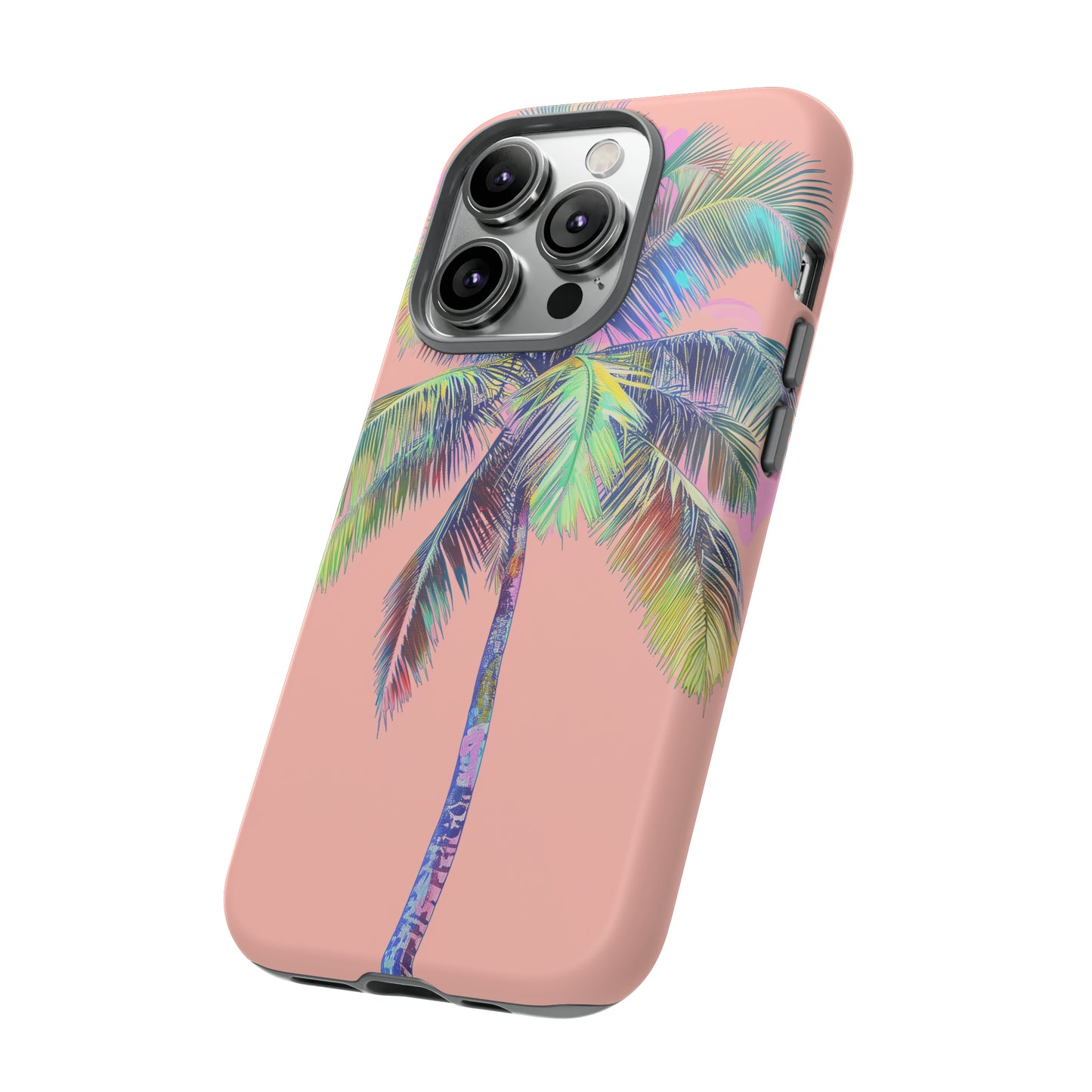 Pink Palm Tree Hawaiian Phone Case, Tropical, Hibiscus, Wireless Compatible, Protective Cell Phone Case for iPhone, Samsung, Pixel phones
