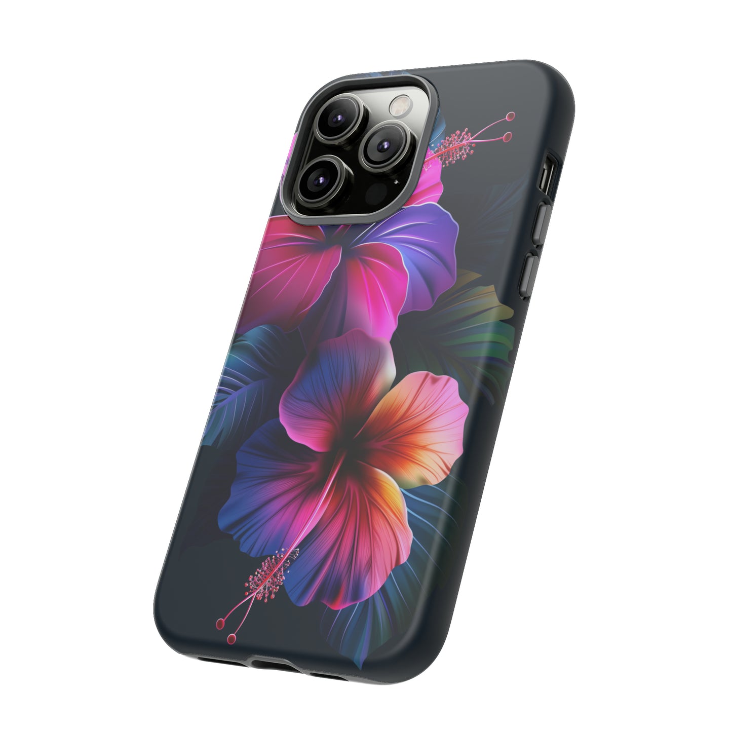Hibiscus Neon Dark Hawaiian Tropical Phone Case, 808, Island Tropics, Wireless Compatible, Protective Cell Phone Case iPhone, Samsung, Pixel