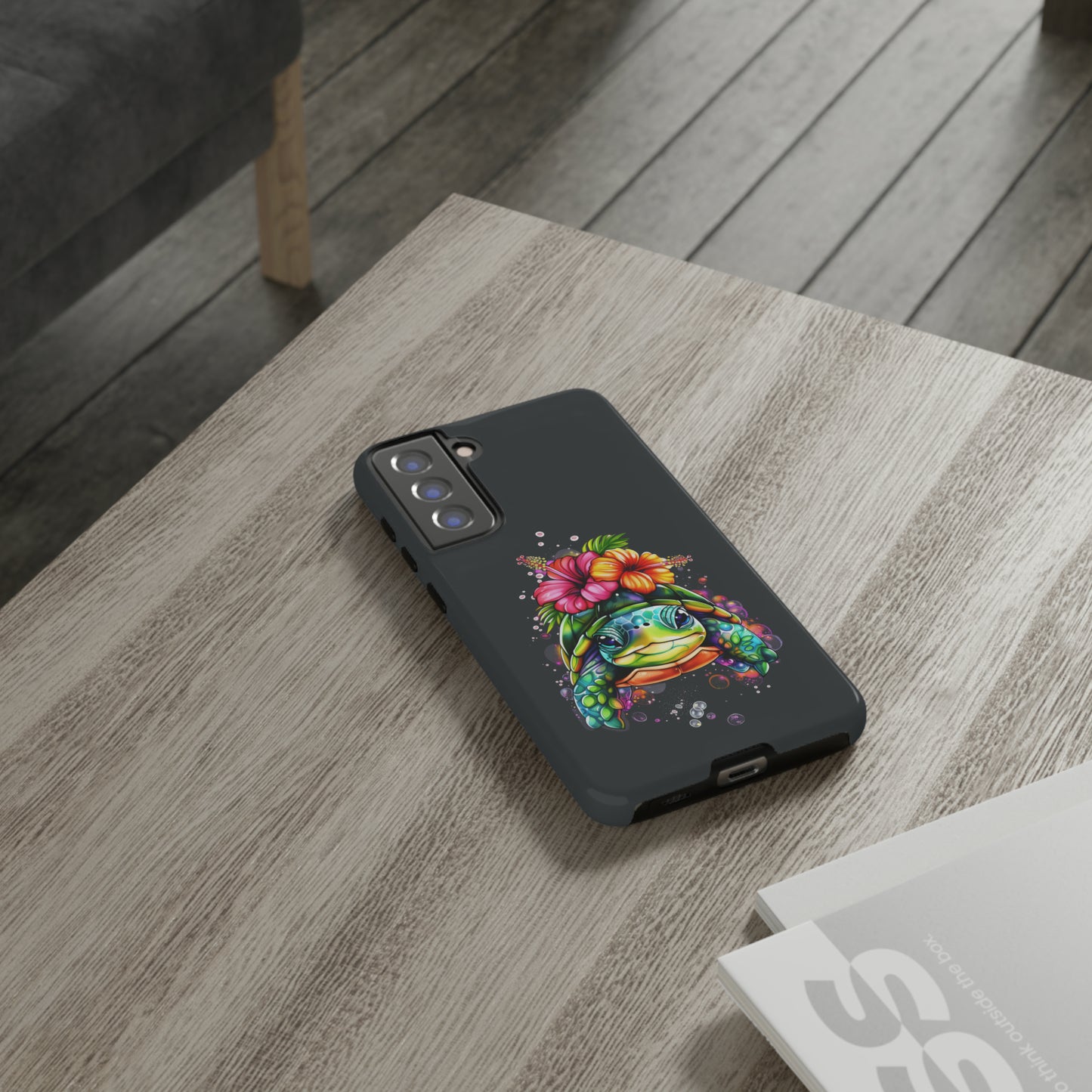 Color Splash Turtle Hawaiian Phone Case, Tropical, Hibiscus, Wireless Compatible, Protective Cell Phone Case for iPhone, Samsung, Pixel
