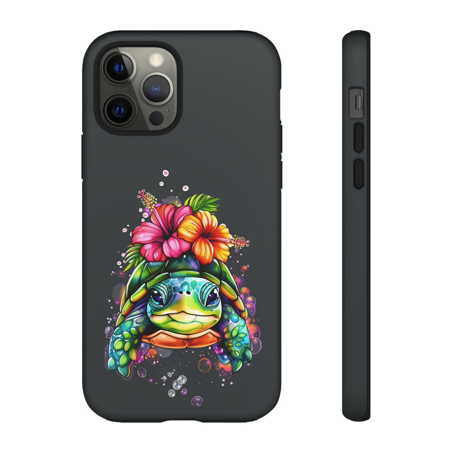 Color Splash Turtle Hawaiian Phone Case, Tropical, Hibiscus, Wireless Compatible, Protective Cell Phone Case for iPhone, Samsung, Pixel