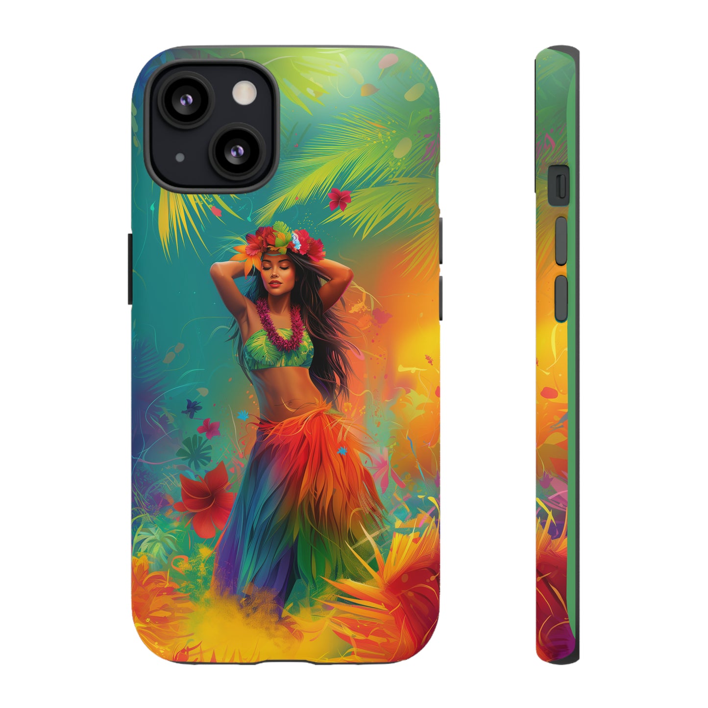 Hula Girl Hawaiian Phone Case, Tropical, Hibiscus, Wireless Compatible, Protective Cell Phone Case for iPhone, Samsung, Pixel phones