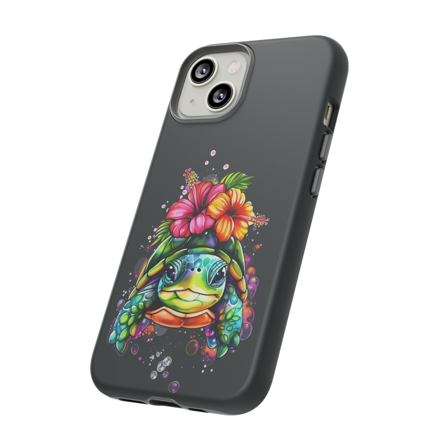 Color Splash Turtle Hawaiian Phone Case, Tropical, Hibiscus, Wireless Compatible, Protective Cell Phone Case for iPhone, Samsung, Pixel