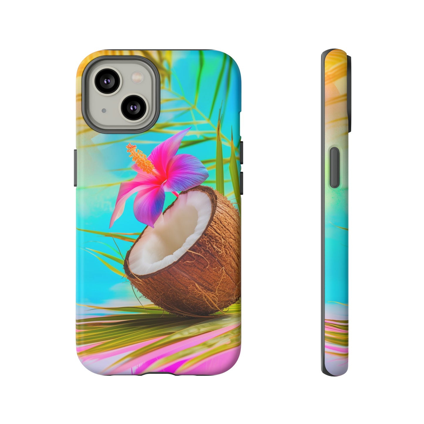 Coconut Colorful Hawaiian Tropical Phone Case, 808, Island Tropics, Wireless Compatible, Protective Cell Phone Case iPhone, Samsung, Pixel