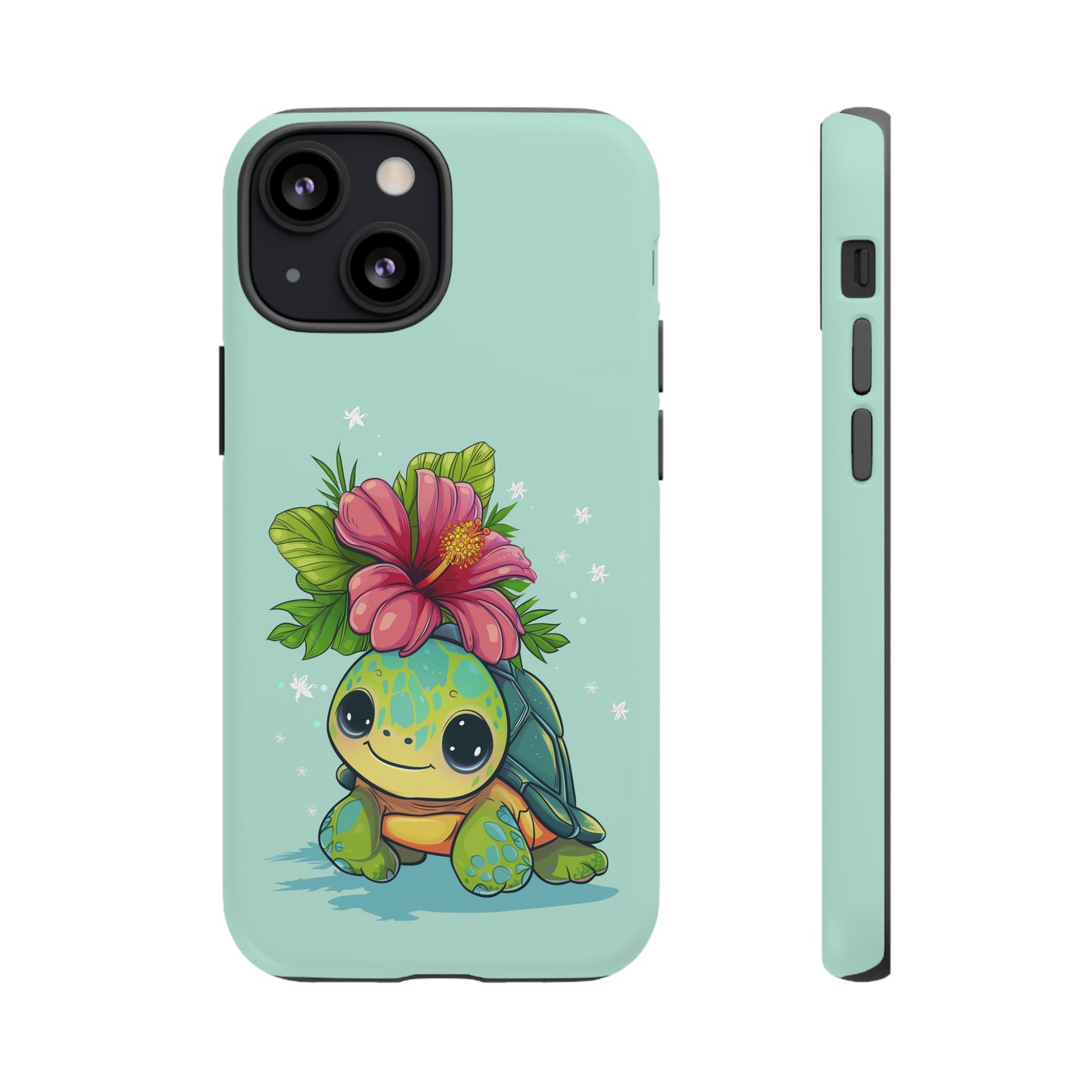 Cute Turtle Hawaiian Phone Case, Tropical, Hibiscus, Wireless Compatible, Protective Cell Phone Case for iPhone, Samsung, Pixel phones