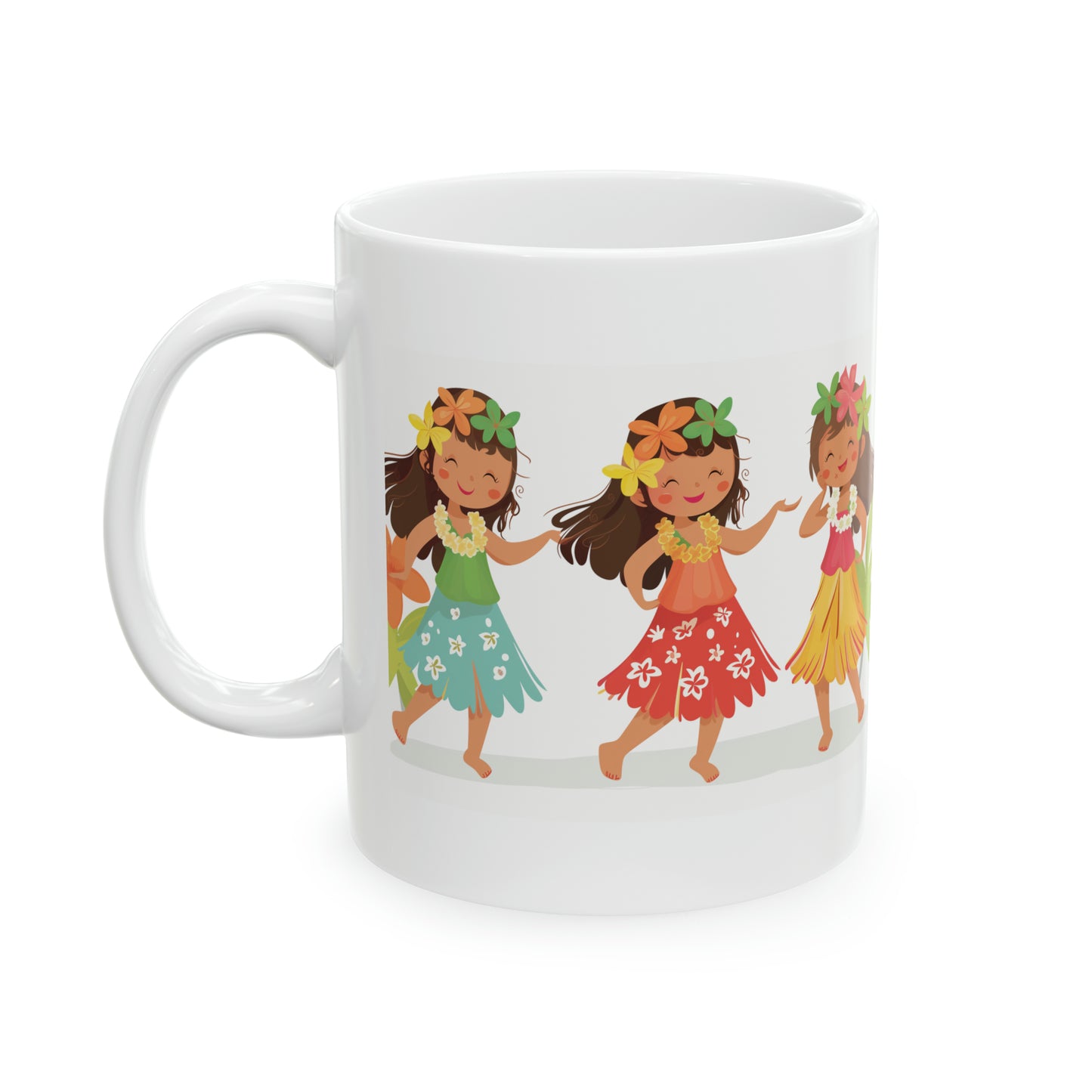 Cute Hula Girls Hawaiian Ceramic Mug 11oz, Hawaii Mug, HI Mug, Aloha Mug, 808 Mug, Island Mug, Tropical Mug, Coffee Mug
