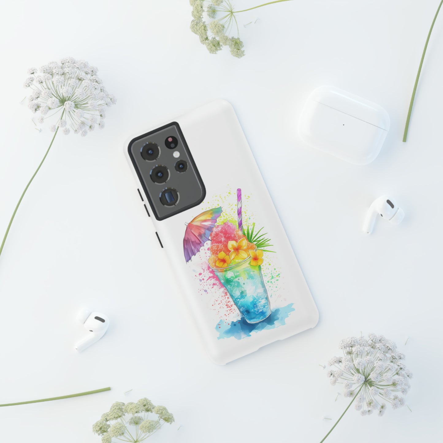 Shave Ice Plumerias Hawaiian Tropical Phone Case, 808, Island Tropics, Wireless Compatible, Protective Cell Case iPhone, Samsung, Pixel