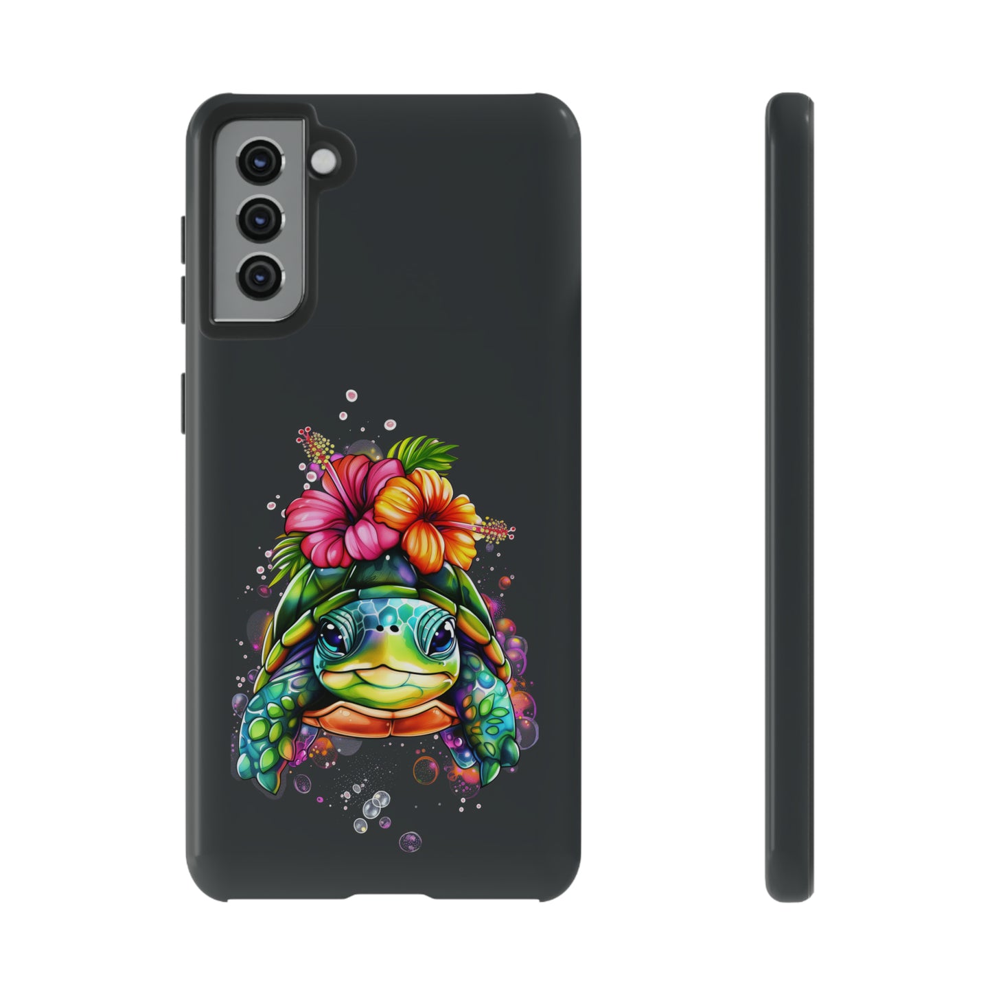 Color Splash Turtle Hawaiian Phone Case, Tropical, Hibiscus, Wireless Compatible, Protective Cell Phone Case for iPhone, Samsung, Pixel
