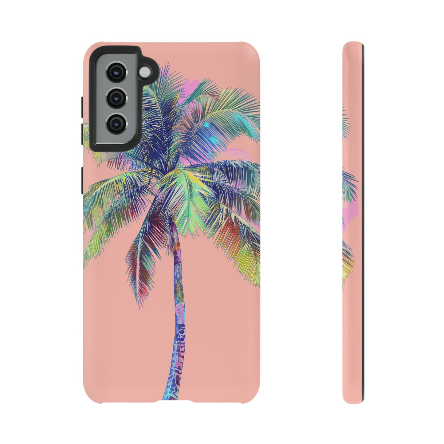 Pink Palm Tree Hawaiian Phone Case, Tropical, Hibiscus, Wireless Compatible, Protective Cell Phone Case for iPhone, Samsung, Pixel phones