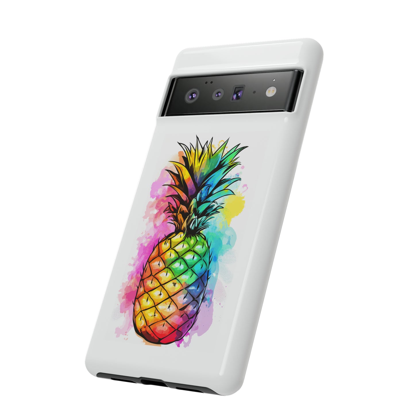 Color Splash Pineapple Hawaiian Phone Case, Tropical, Hibiscus, Wireless Compatible, Protective Cell Phone Case for iPhone, Samsung, Pixel
