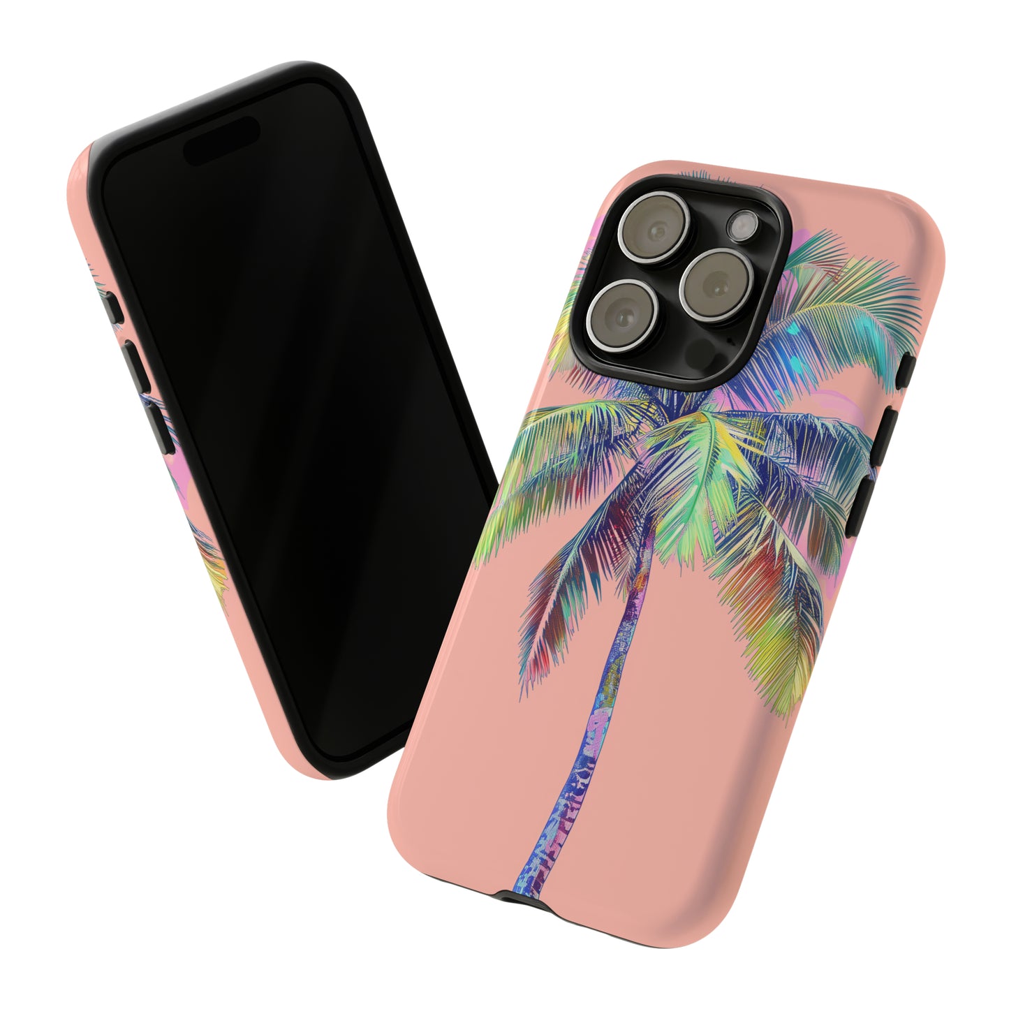 Pink Palm Tree Hawaiian Phone Case, Tropical, Hibiscus, Wireless Compatible, Protective Cell Phone Case for iPhone, Samsung, Pixel phones
