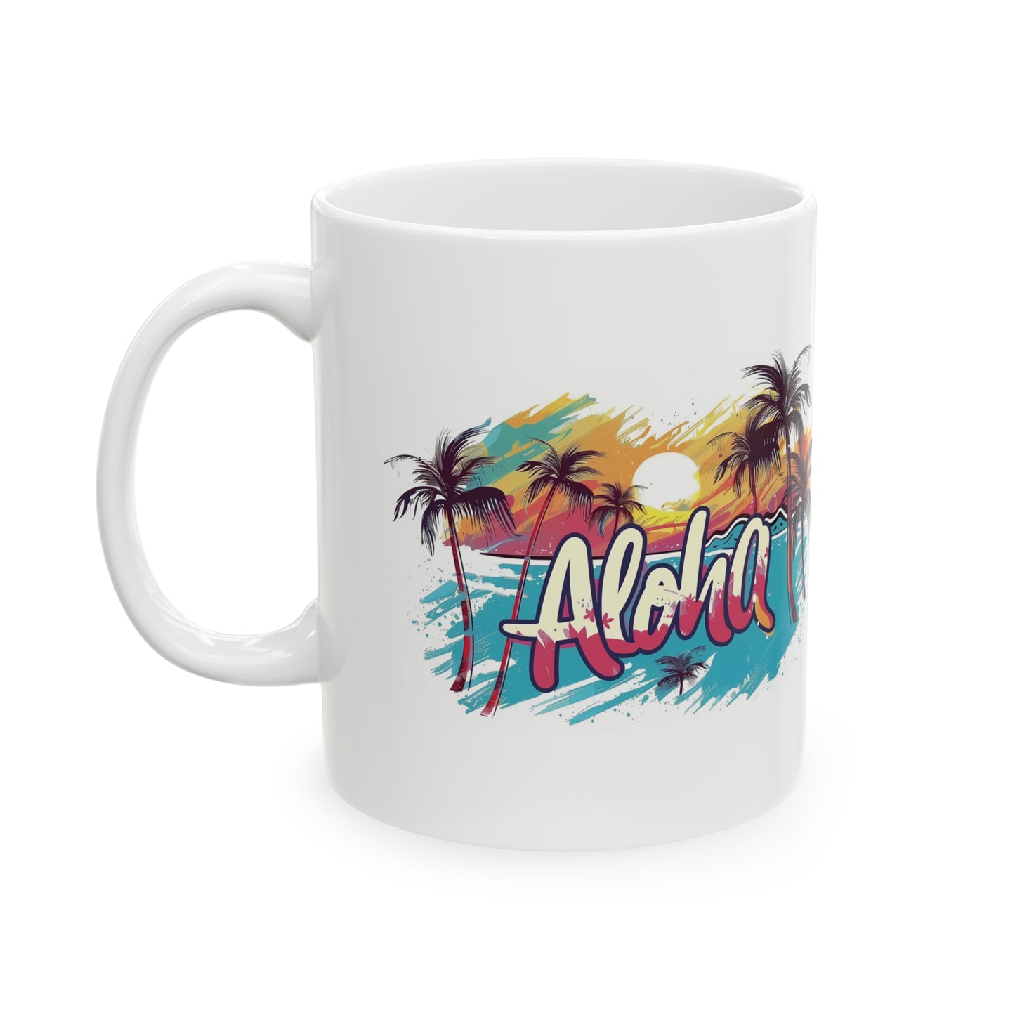 Aloha Sunset Blue Pink Hawaiian Ceramic Mug 11oz, Hawaii Mug, HI Mug, Aloha Mug, 808 Mug, Island Mug, Tropical Mug, Coffee Mug