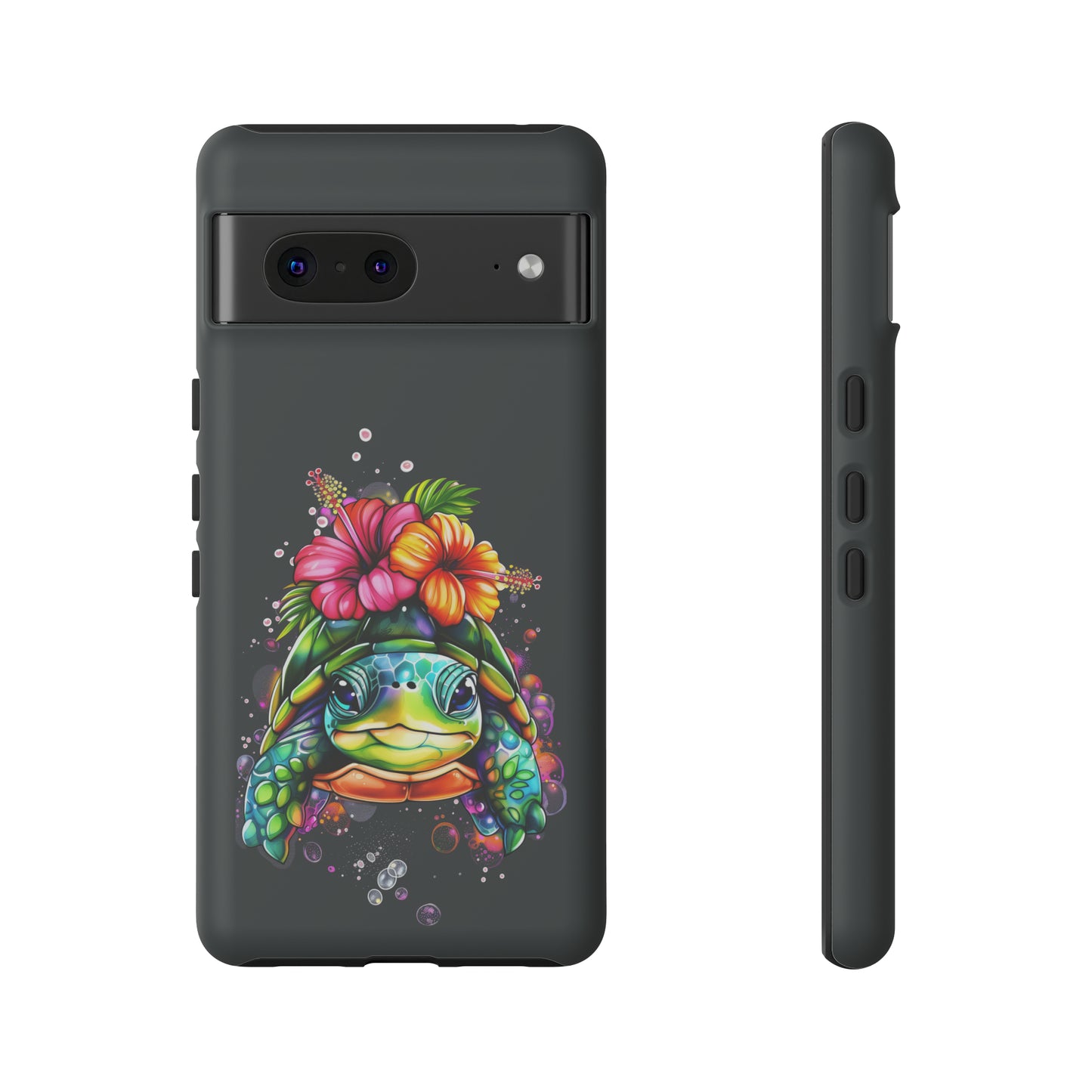 Color Splash Turtle Hawaiian Phone Case, Tropical, Hibiscus, Wireless Compatible, Protective Cell Phone Case for iPhone, Samsung, Pixel