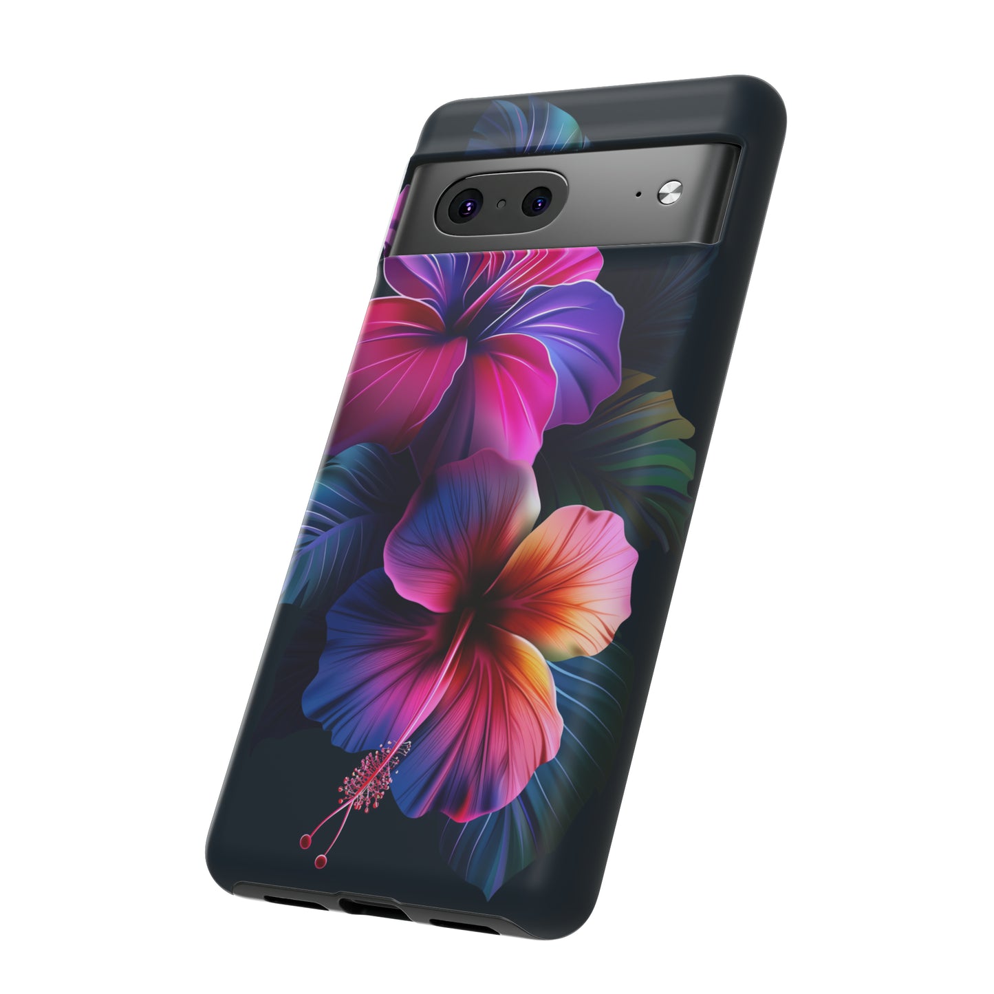 Hibiscus Neon Dark Hawaiian Tropical Phone Case, 808, Island Tropics, Wireless Compatible, Protective Cell Phone Case iPhone, Samsung, Pixel