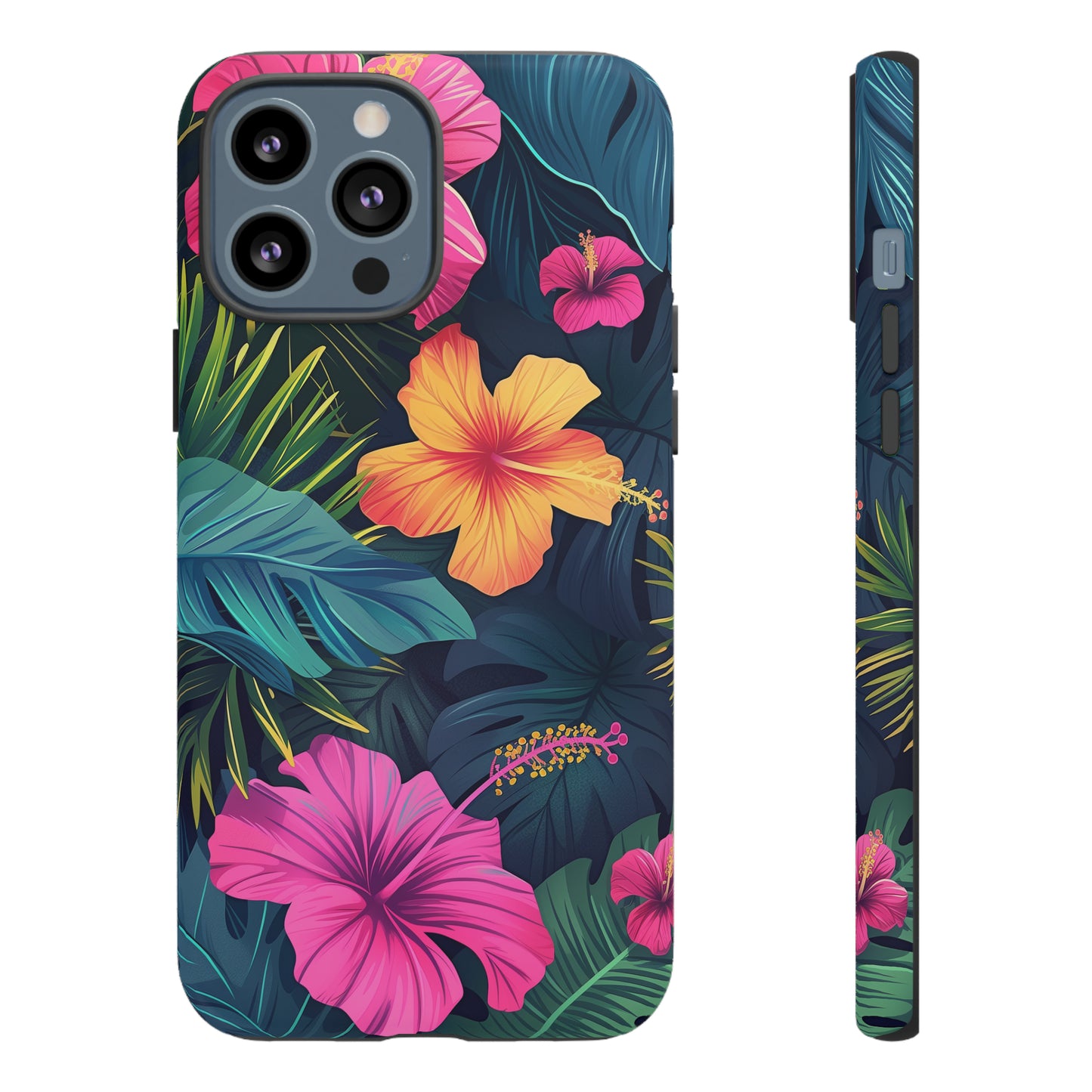 Hibiscus Dark Hawaiian Tropical Phone Case, 808, Island Tropics, Wireless Compatible, Protective Cell Phone Case iPhone, Samsung, Pixel