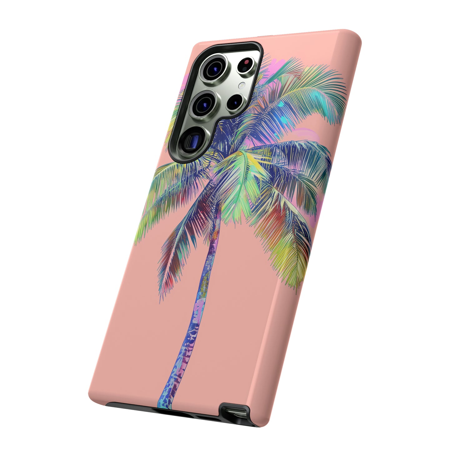 Pink Palm Tree Hawaiian Phone Case, Tropical, Hibiscus, Wireless Compatible, Protective Cell Phone Case for iPhone, Samsung, Pixel phones